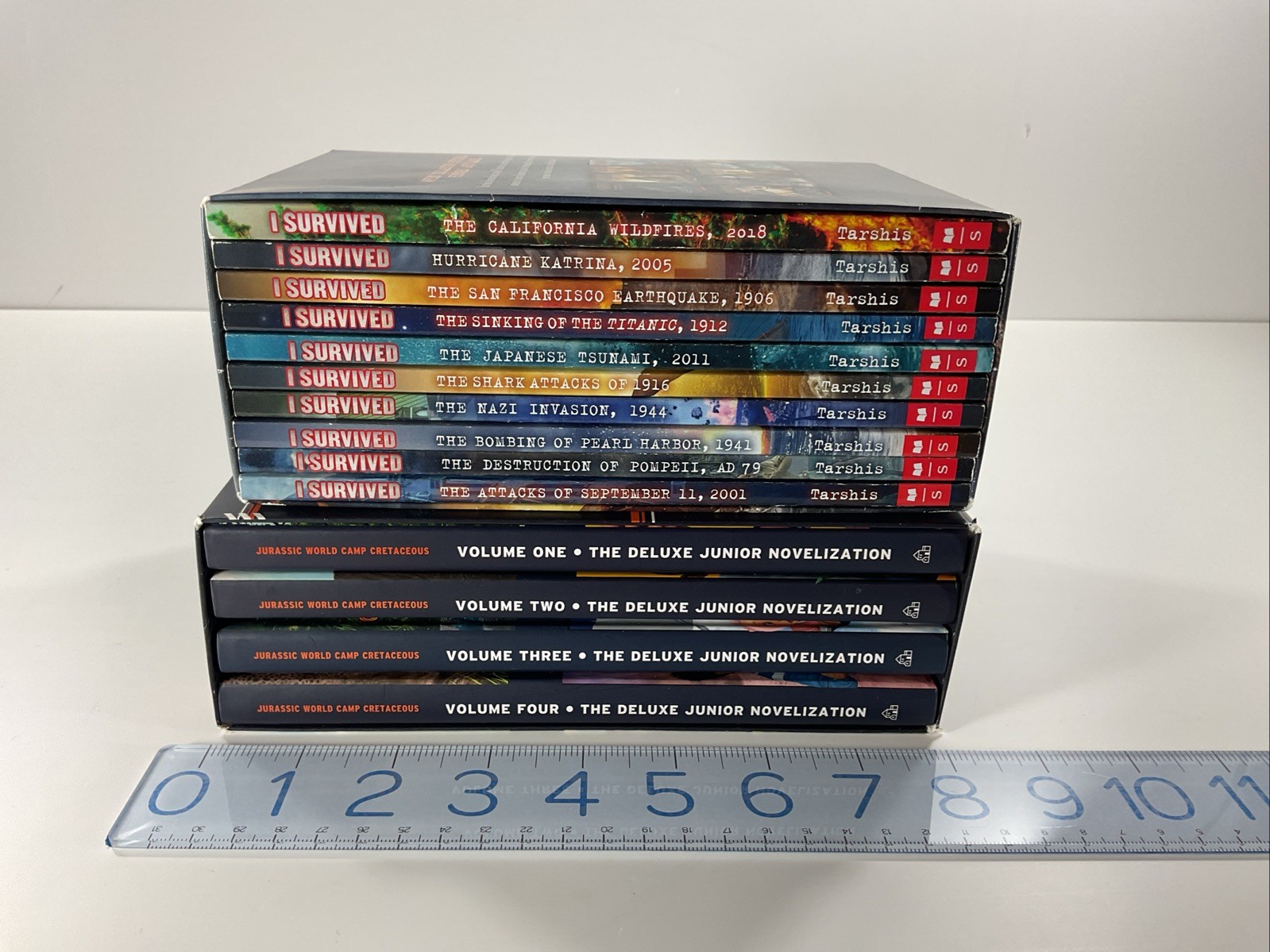 Boxed sets grades 2-4 Lot of 14 I Survived 1-10 PB Jurassic World 1-4 HC