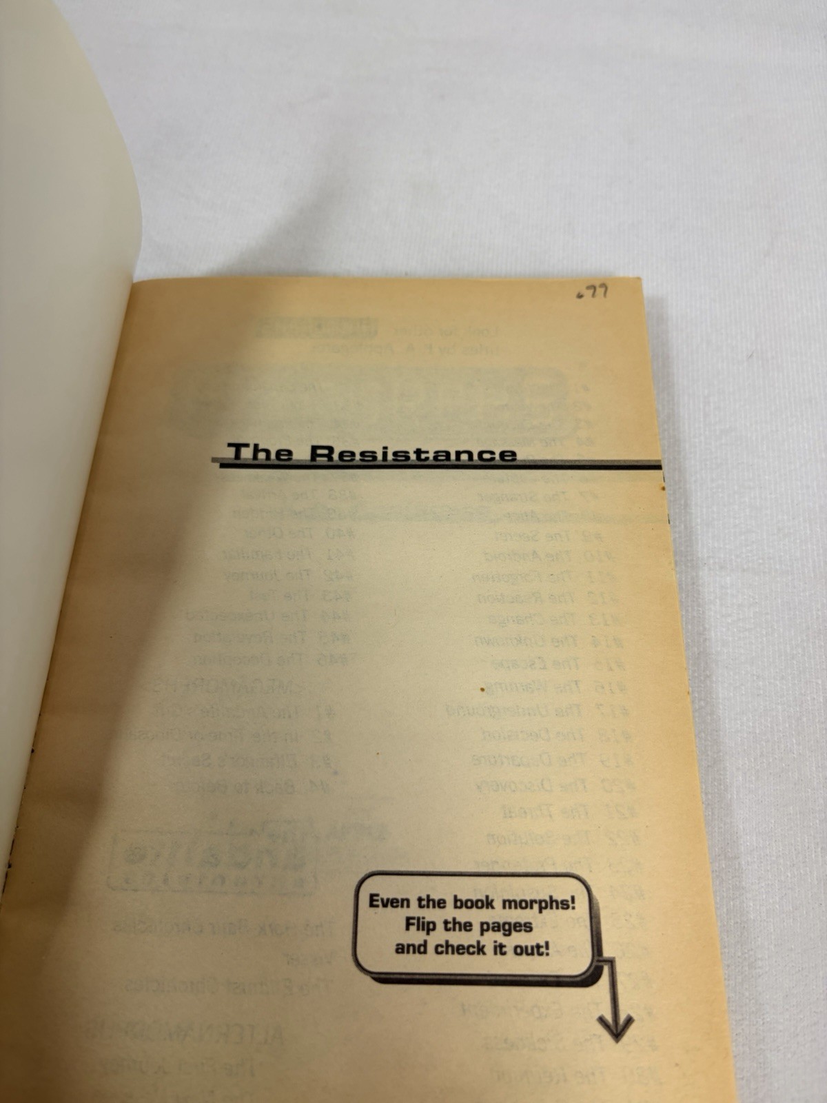 Animorphs #47 The Resistance Paperback Book 1st Printing 1st Edit K.A. Applegate
