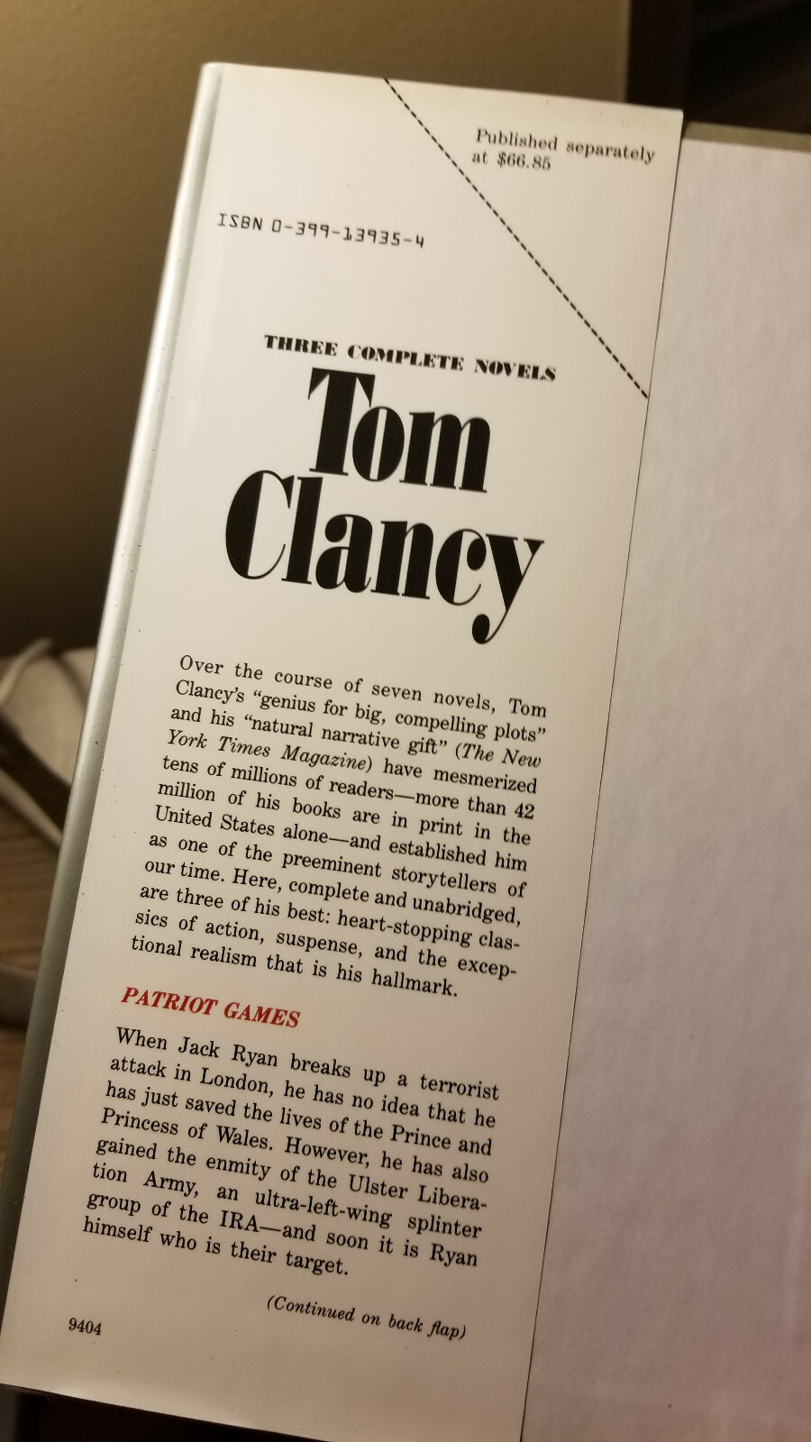 Tom Clancy 3 Bk Combo – Sum All Fears, Patriot Games & More 1st & 1st HB DJ VGC!