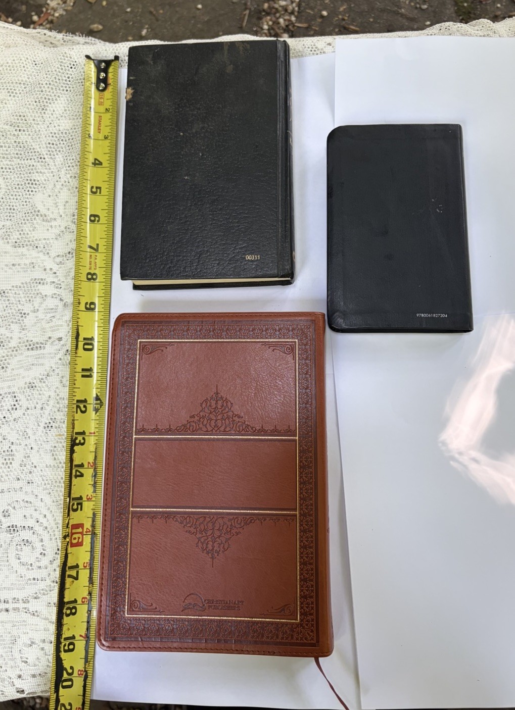 Lot 3 Bibles Leather Vtg King James + ABR + Compact Thinline Go Anywhere Black