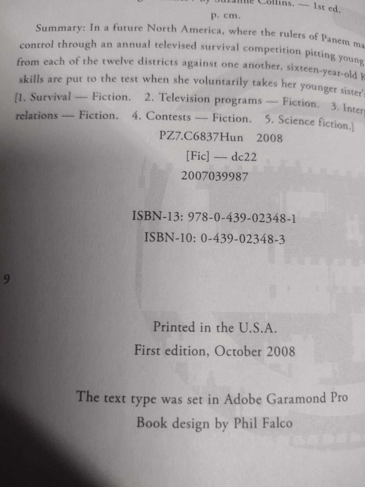 Suzanne Collins / The Hunger Games / 2008 1ST PRINT HBDJ / Oct-2008