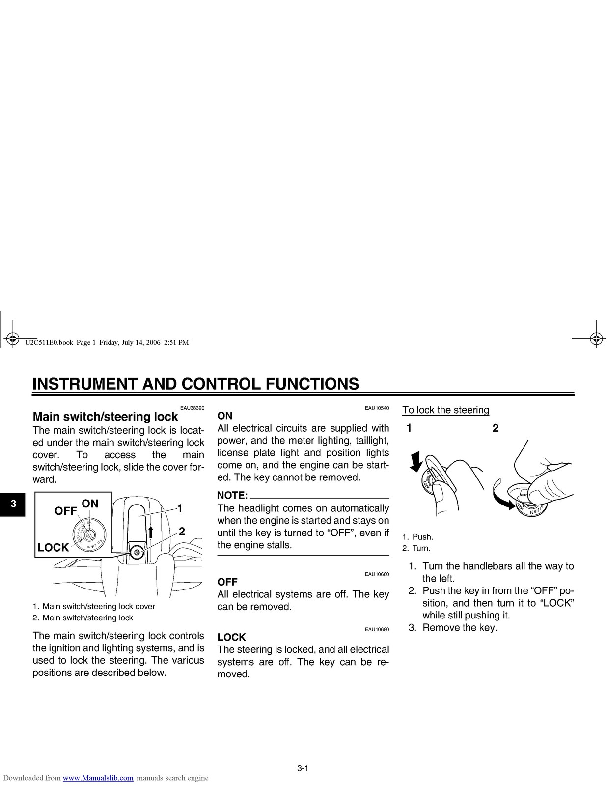 YAMAHA XV19CTSW XV19CTW XV19CTMW Stratoliner Owners Manual – WIRE BOUND – COVERS