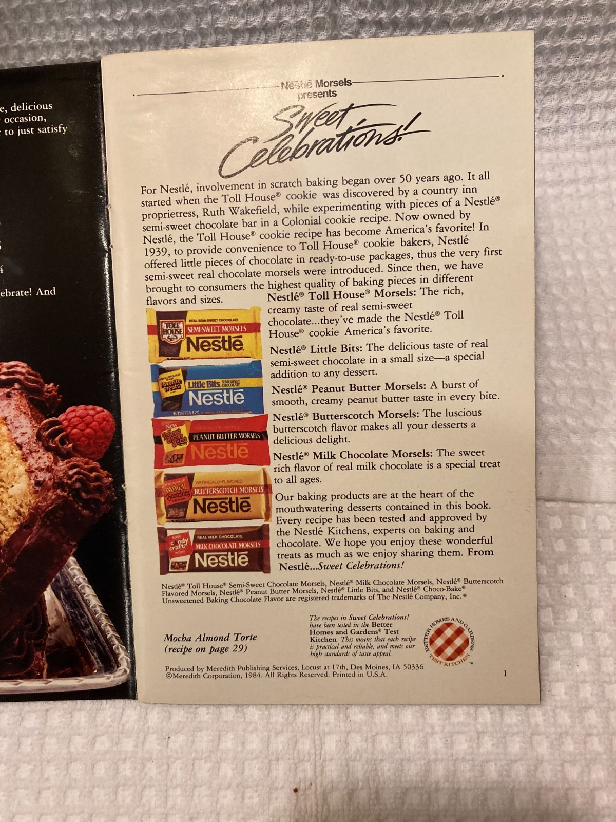 Nestle Morsels Sweet Celebrations Dessert Recipe Cookbook © 1984 Meredith Corp.