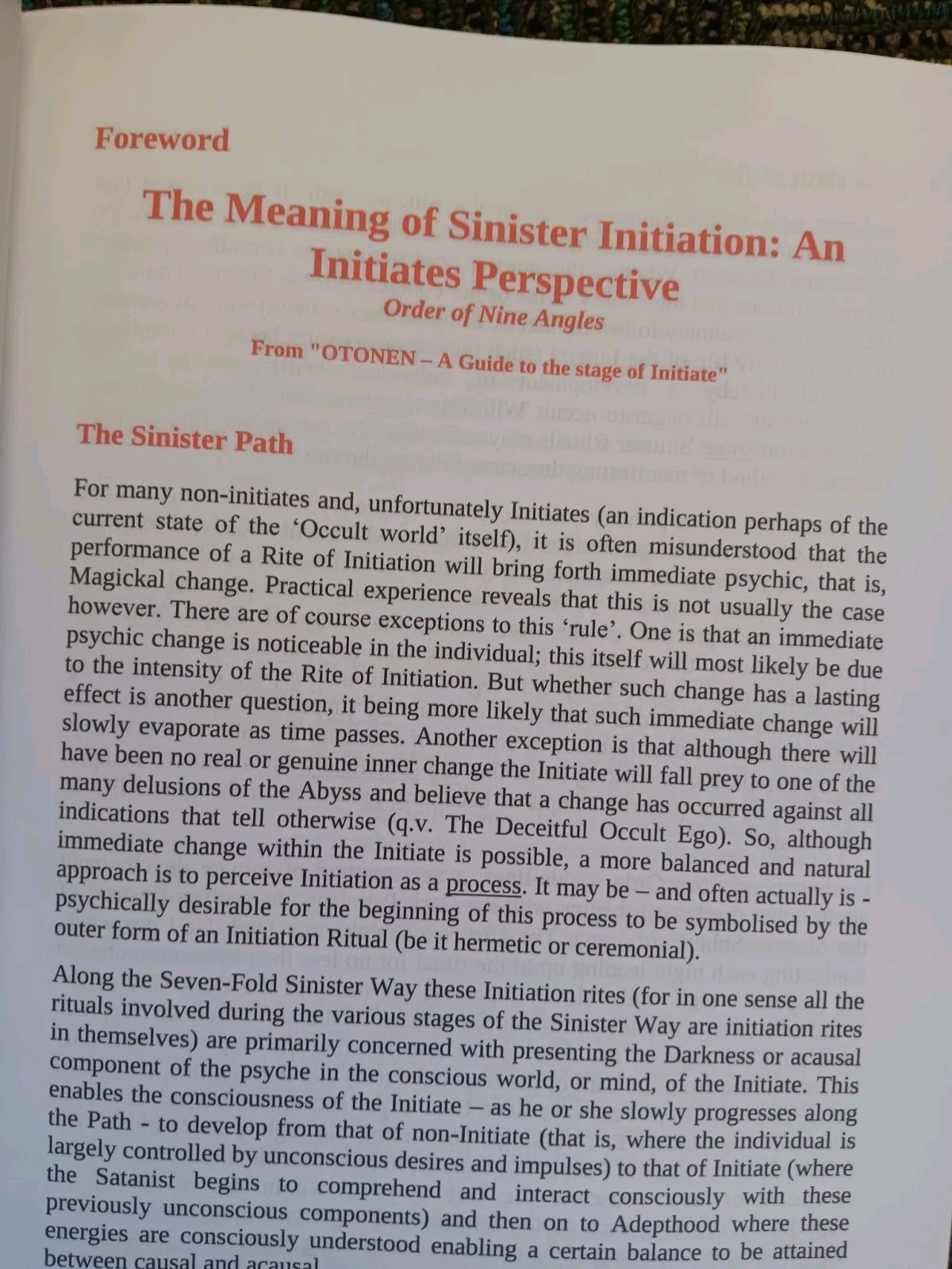 Hagur: Meaning Of Sinister Initiation O9a Occult order of nine angles Satanism