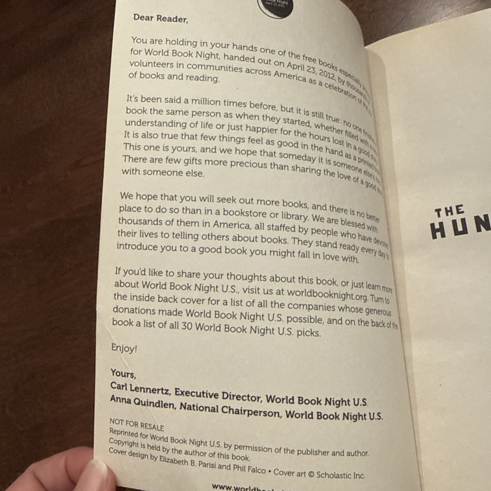 The Hunger Games World Book Night edition 2012 Rare Paperback Book Version