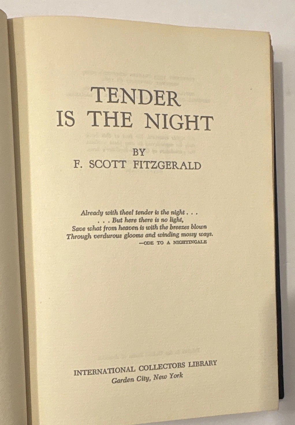 International Collectors Library Leather Bound Hardcover Tender Is the Night