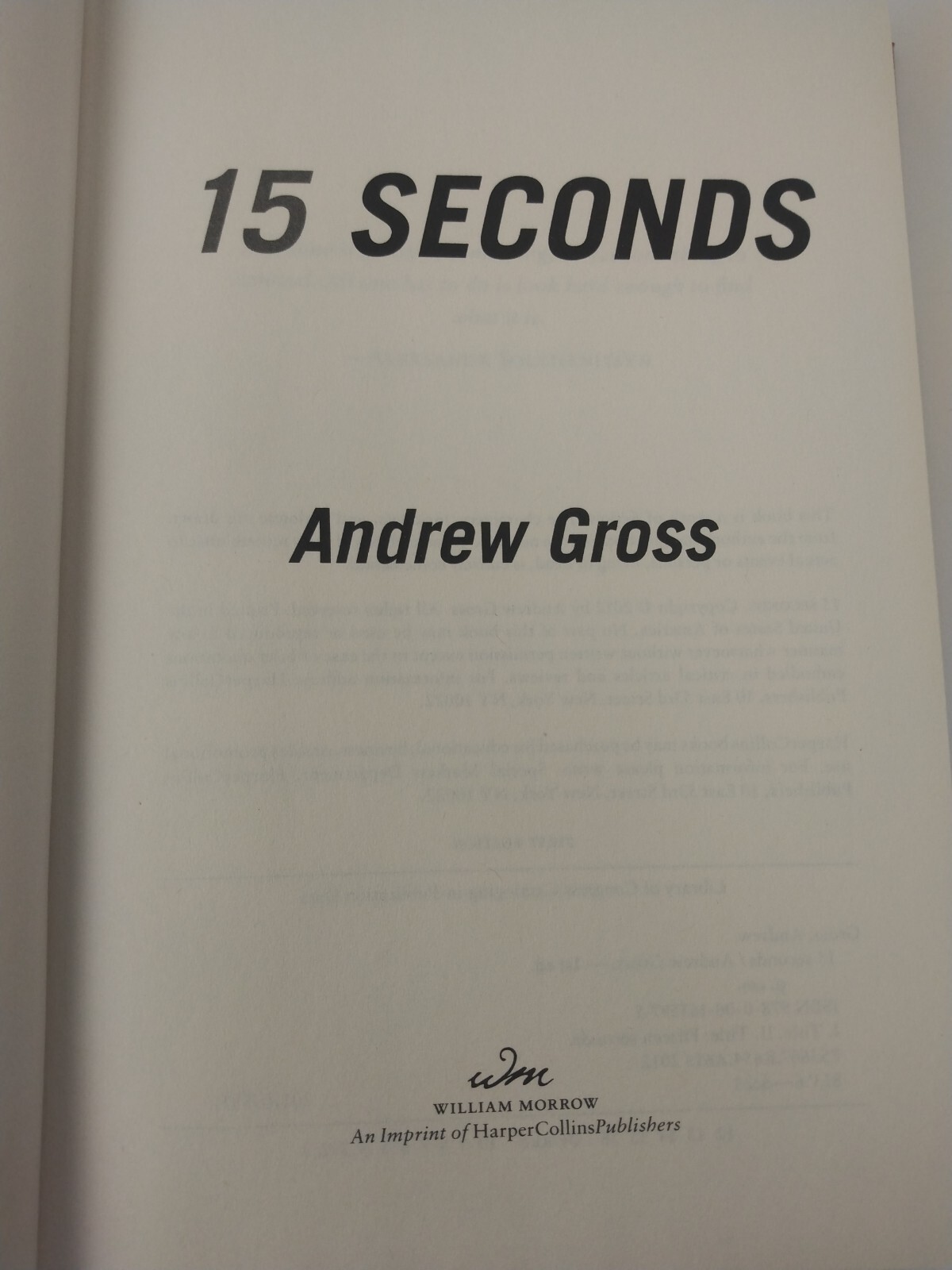 15 Seconds by Andrew Gross (2012, HC/DJ)