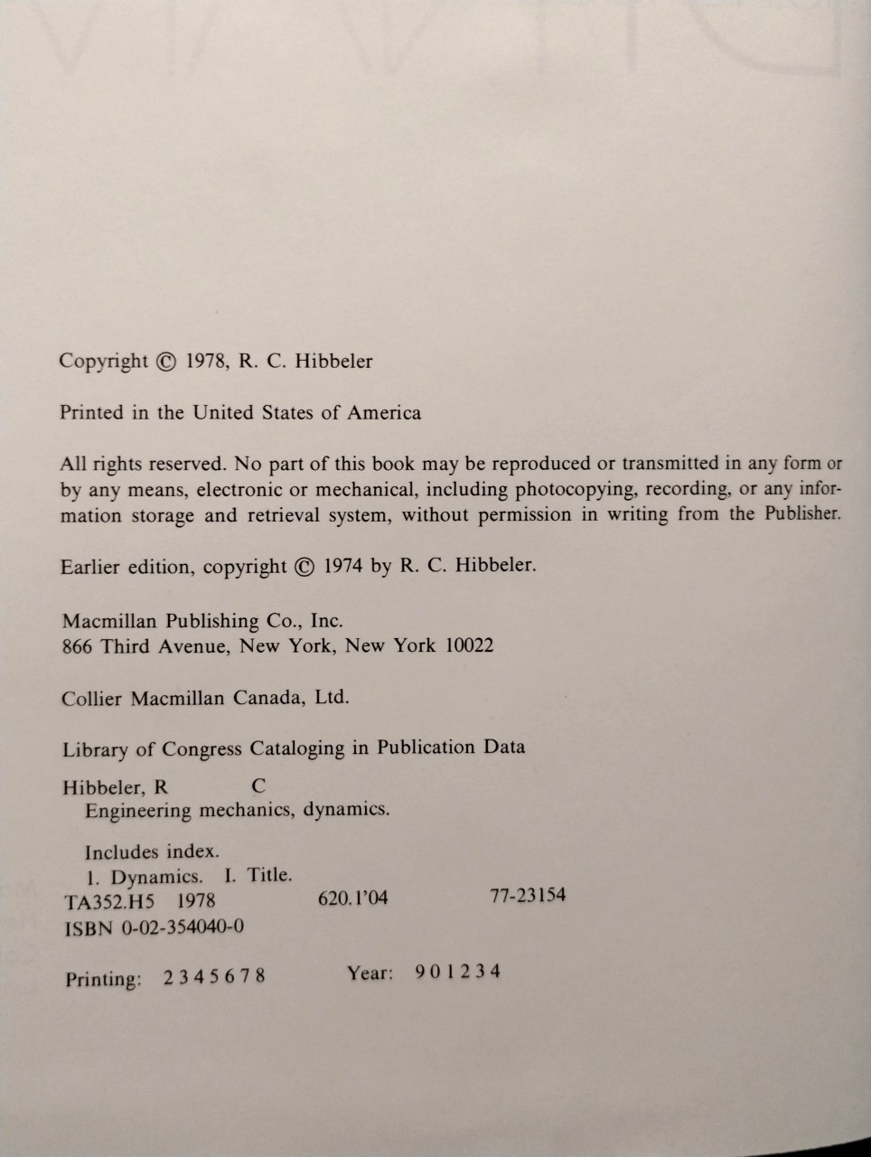 Vintage Engineering Mechanics Dynamics 2nd Ed R.C.HIBBELER HC