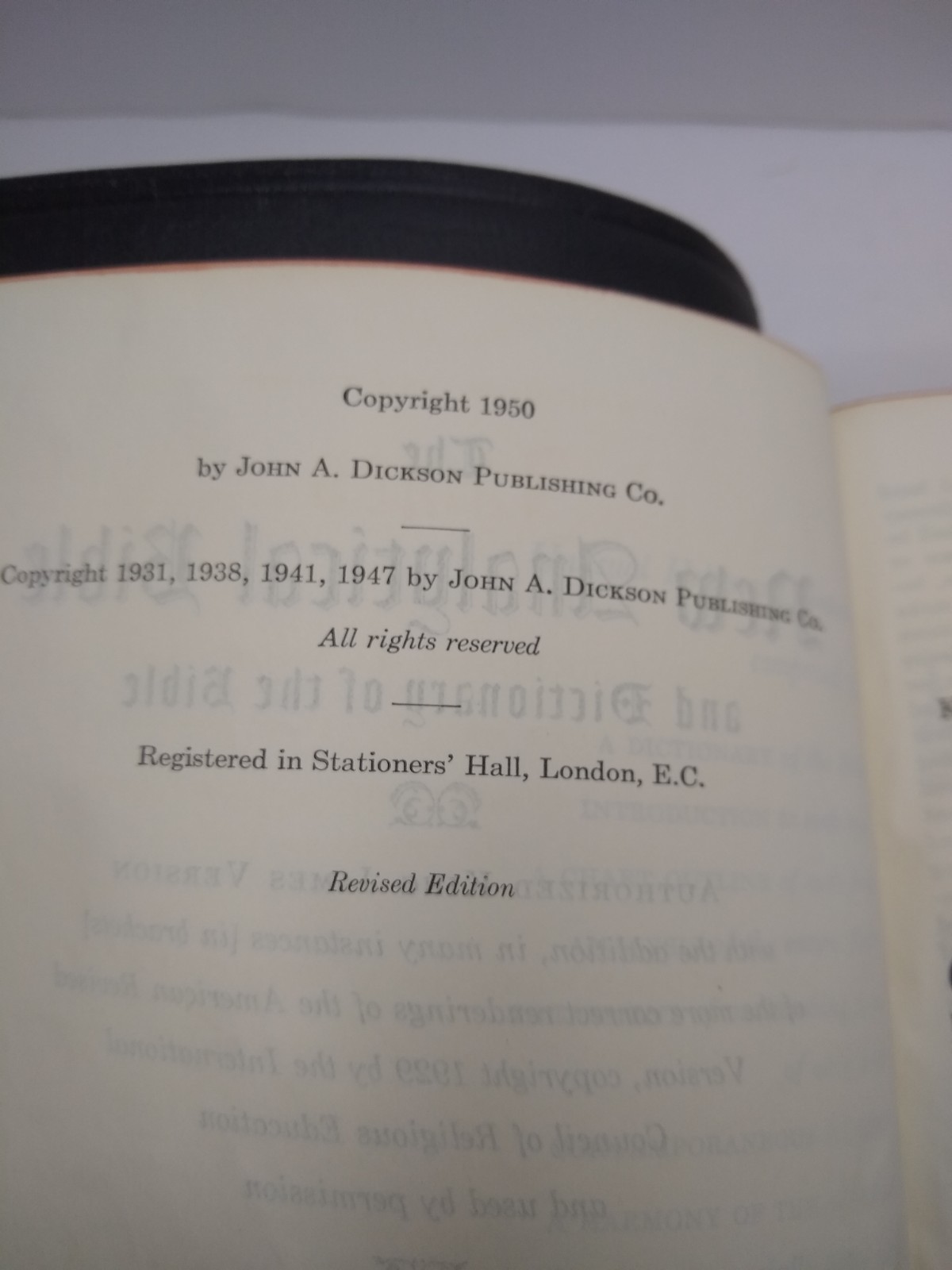 Holy Bible New Analytical Indexed Edition Dictionary Concordance Dickson 1950