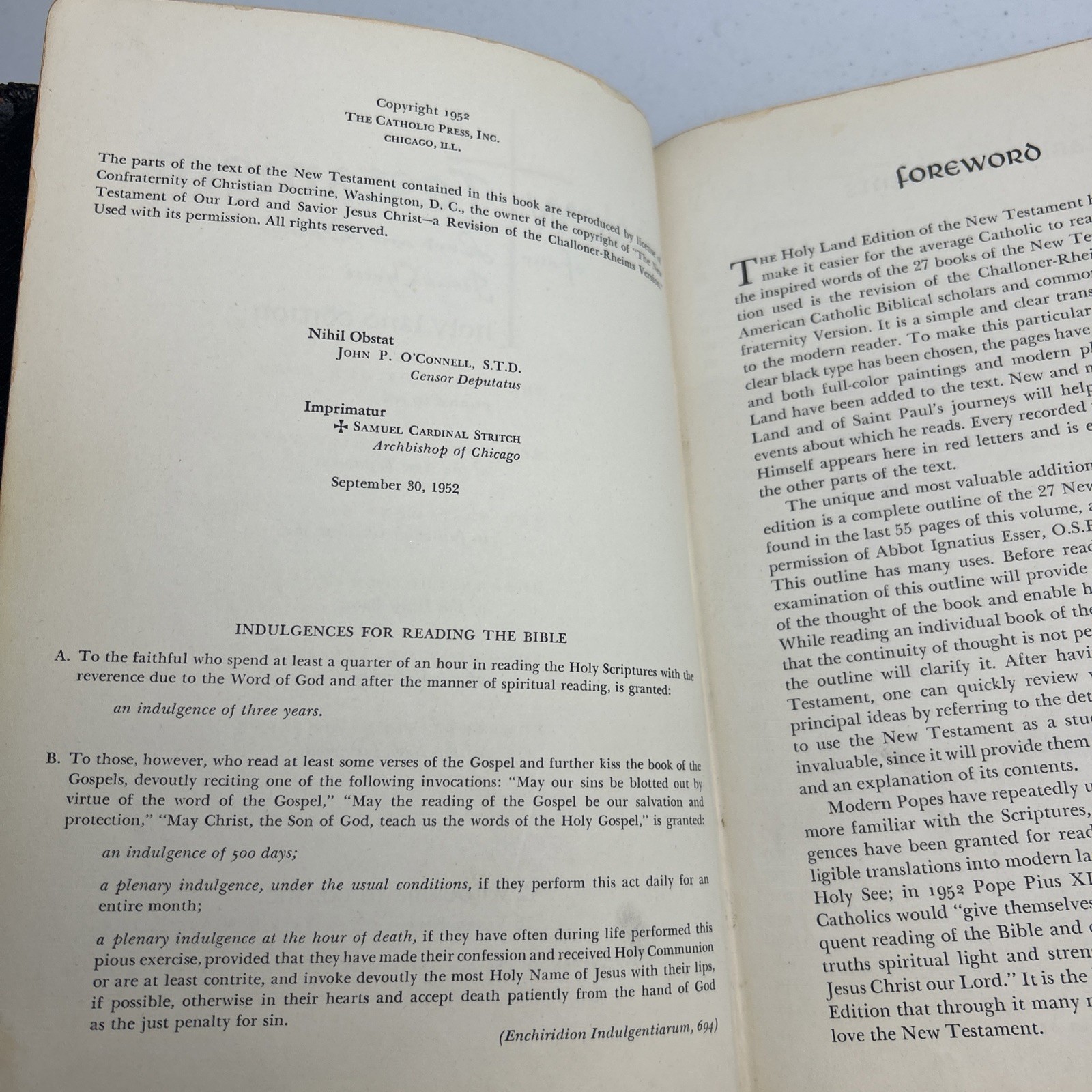 The New Testament Holy Land Edition 1952 Illustrated Catholic Press