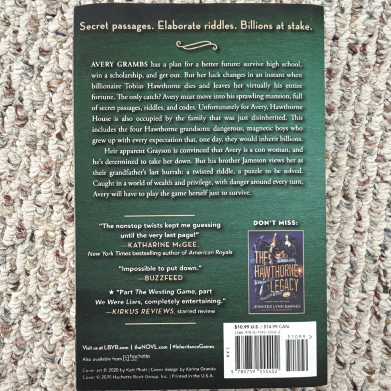 The Inheritance Games by Jennifer Lynn Barnes, Paperback YA Novel, Series