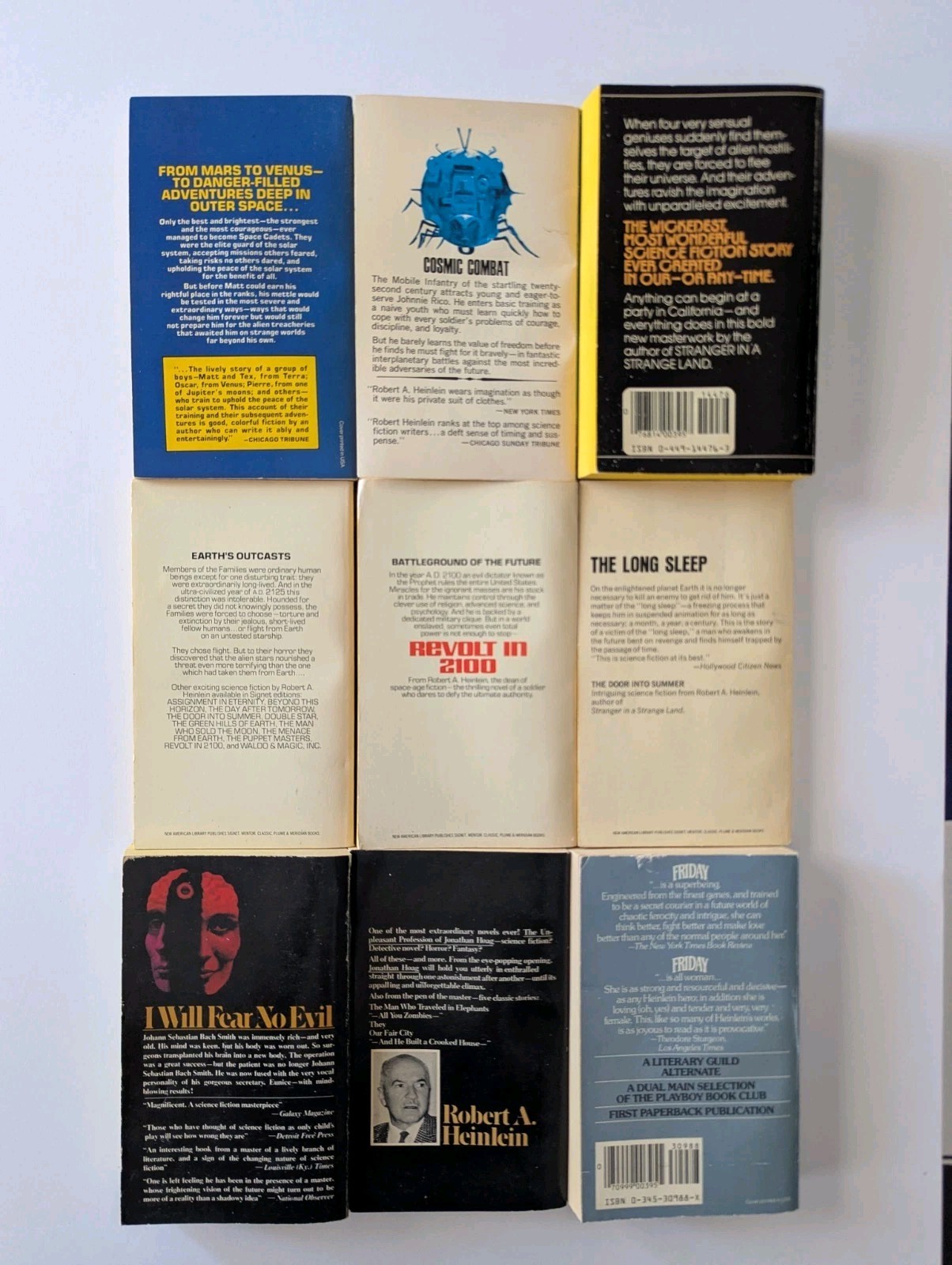 9 BOOK LOT Robert A Heinlein Sci-Fi Paperback Starship Troopers Revolt Space VTG