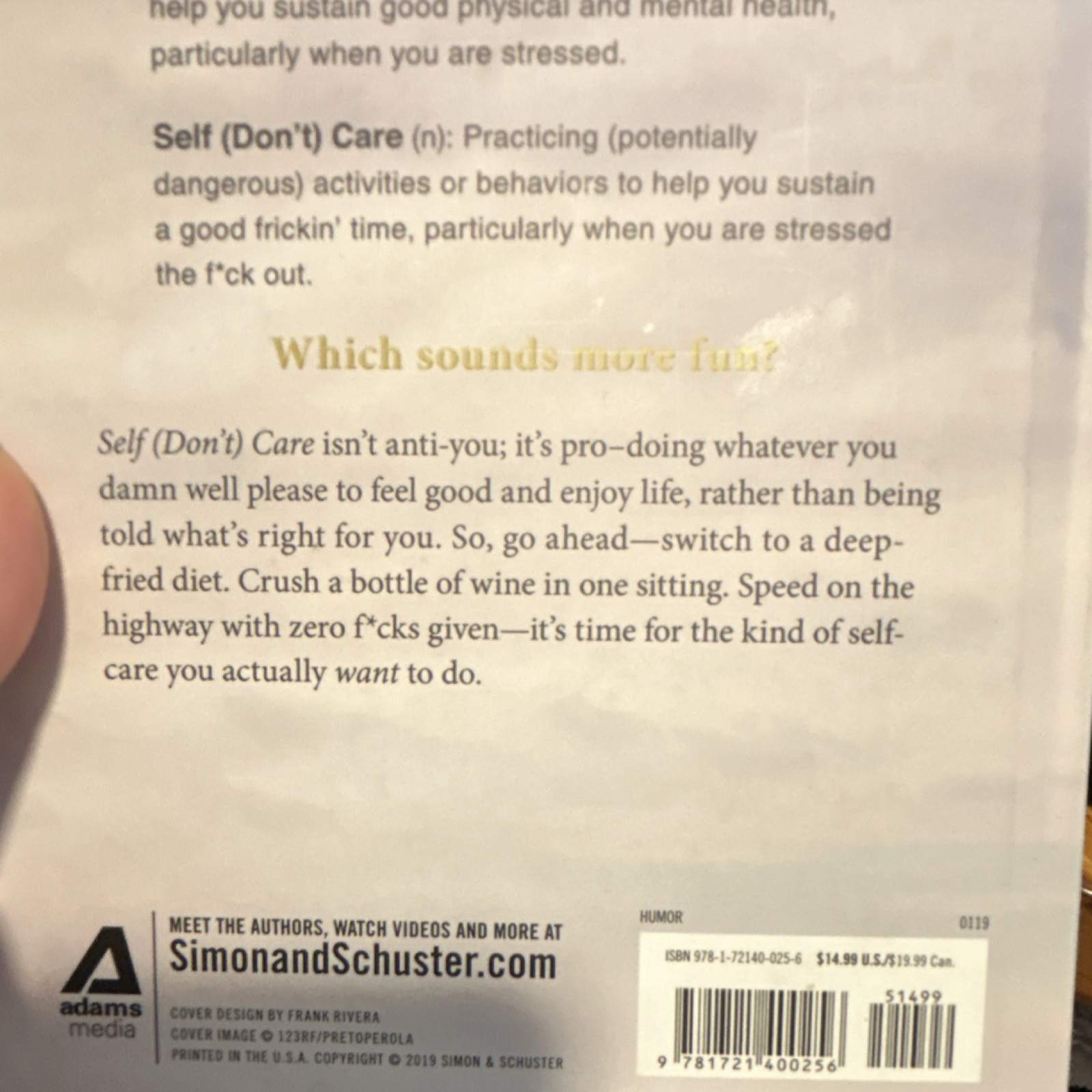 Adams Media Self (Don’t) Care: 200 Ways to Enjoy Life Hardcover Humor 2019