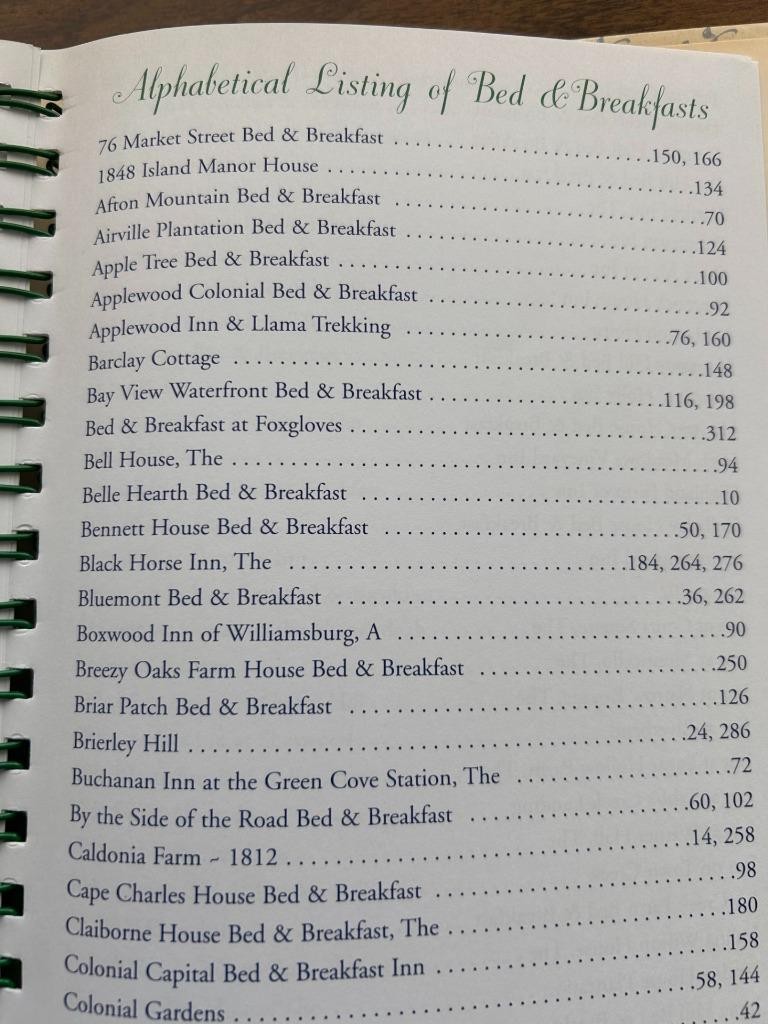 Virginia Bed Breakfast Cookbook 2005 spiral hardback 325 pages
