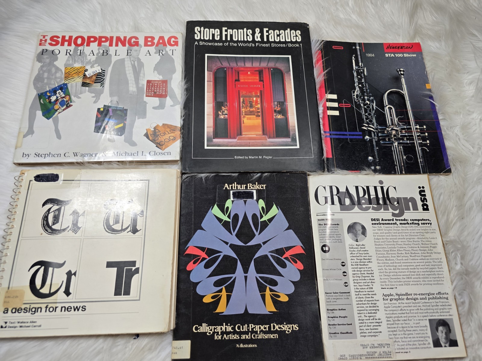 6 Vintage Art Design Color Graphic Print Coffee Table Books How To Bundle B17