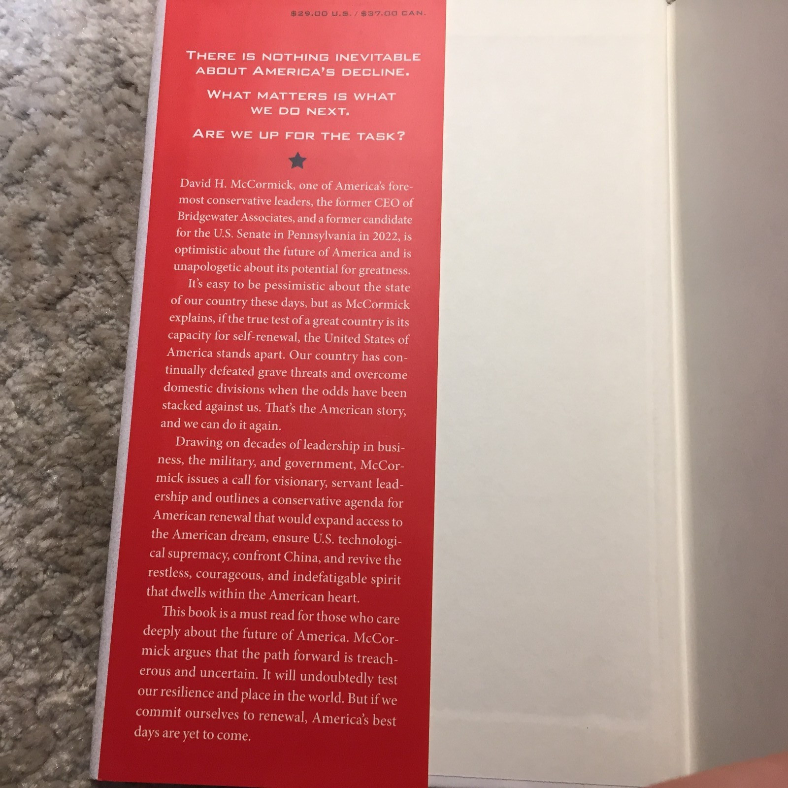 Superpower In Peril David H. McCormick Center Street Political Science SIGNED