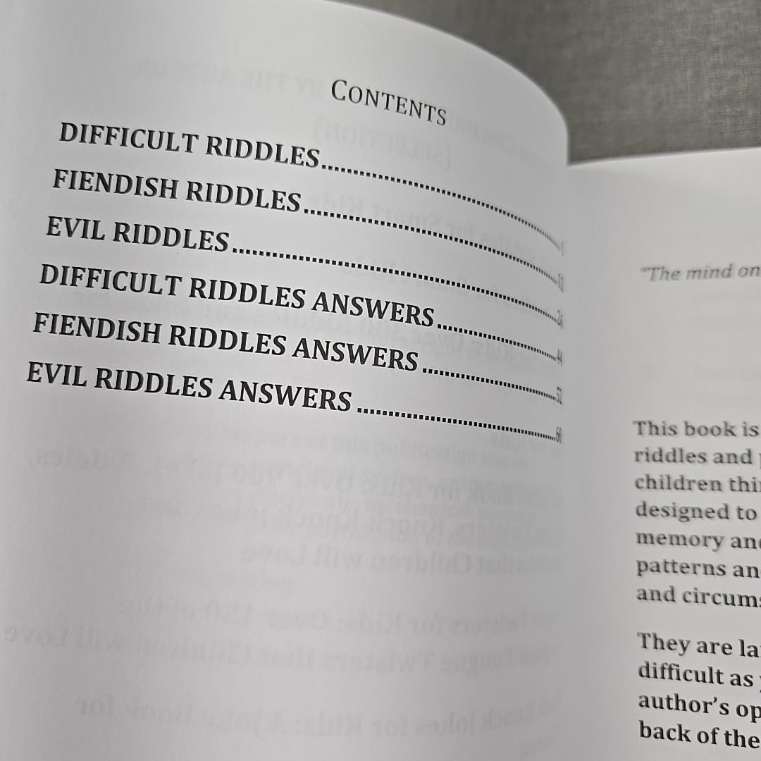 Difficult Riddles for Smart Kids by M Prefontaine ~ 2019 Trade Paperback