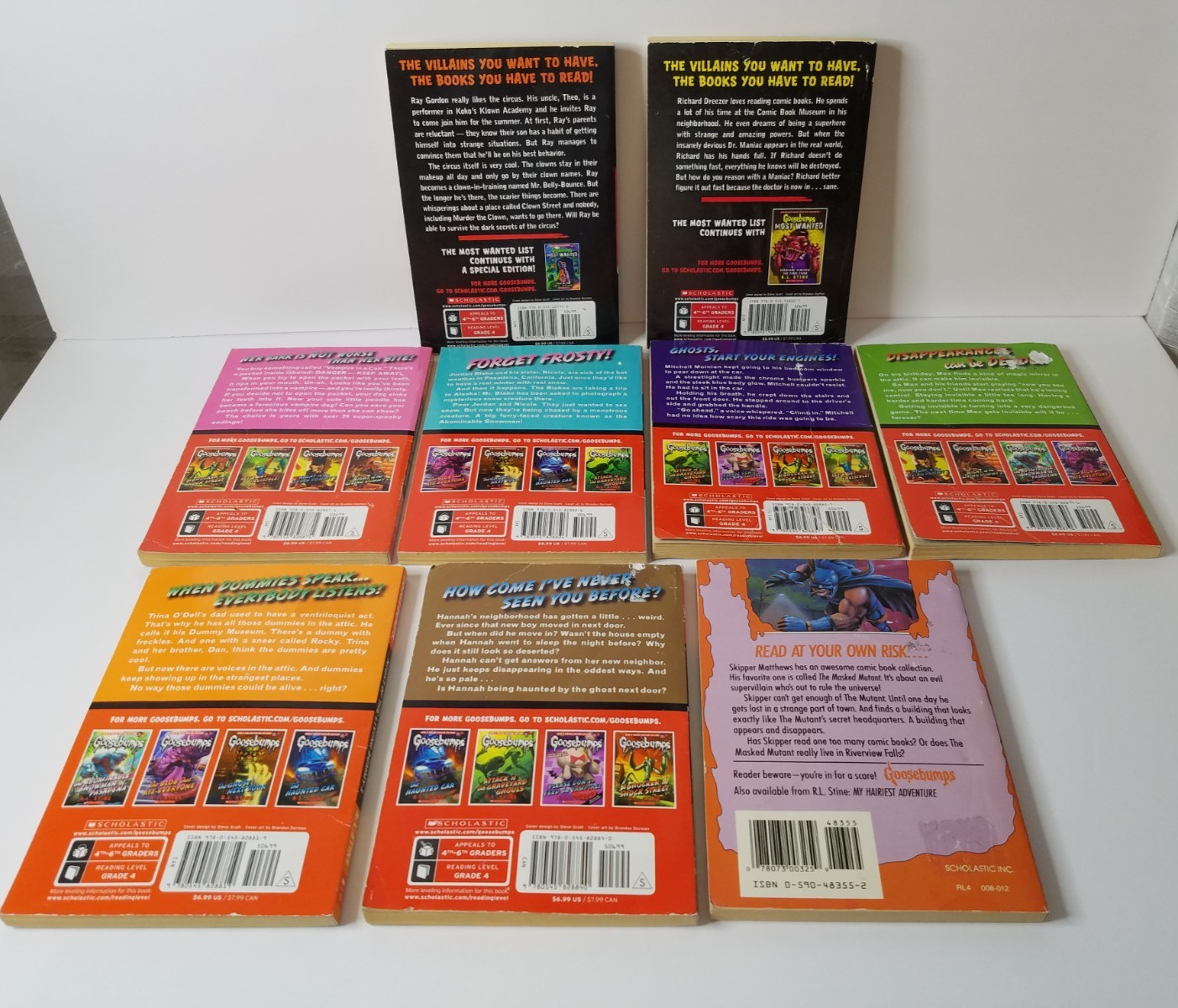 Mix Lot 9 Goosebumps R L Stine PB Books Scholastic Publications 1990s &2000s
