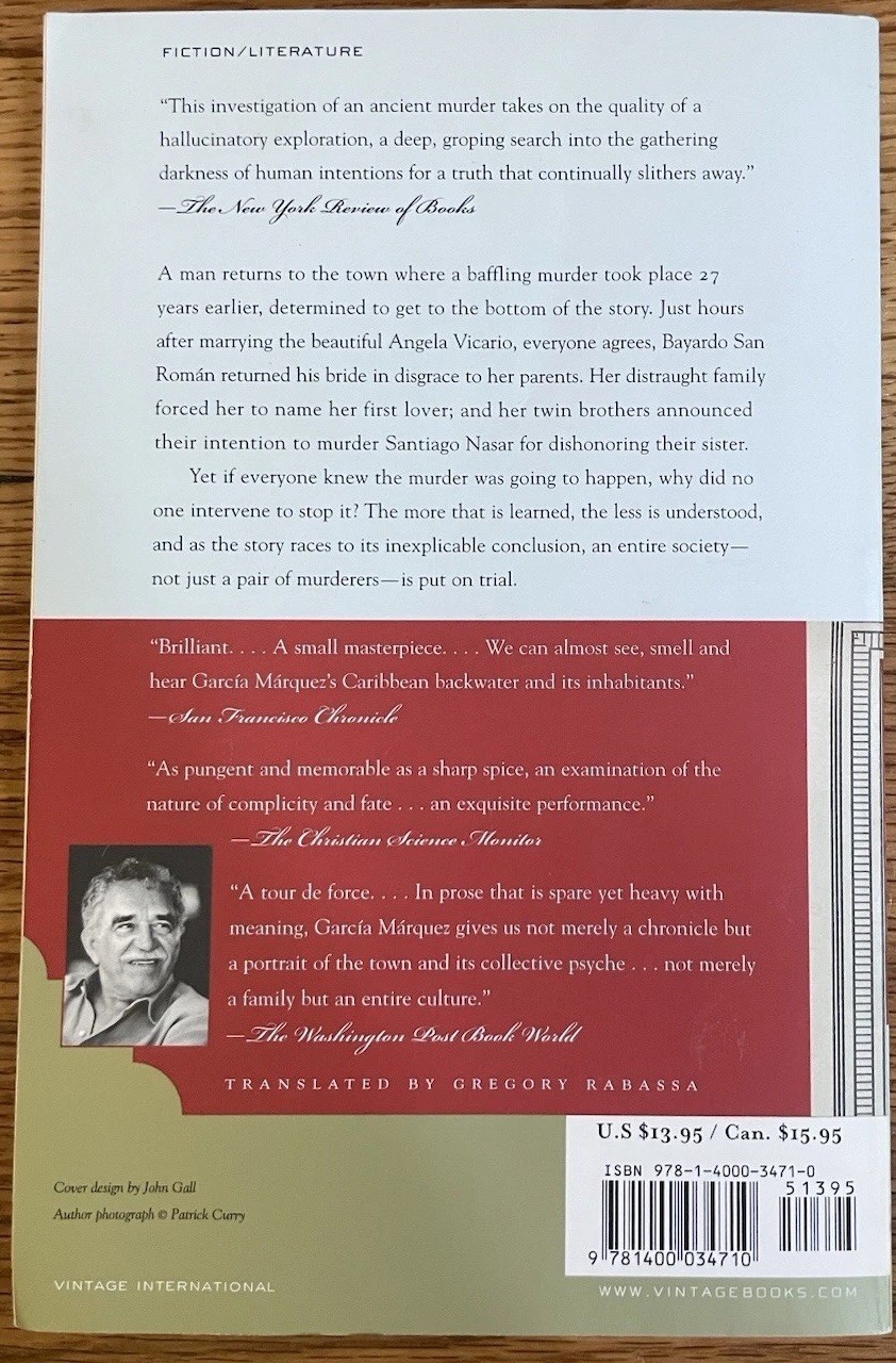 Chronicle of a Death Foretold by Gabriel García Márquez (2003, Trade Paperback)