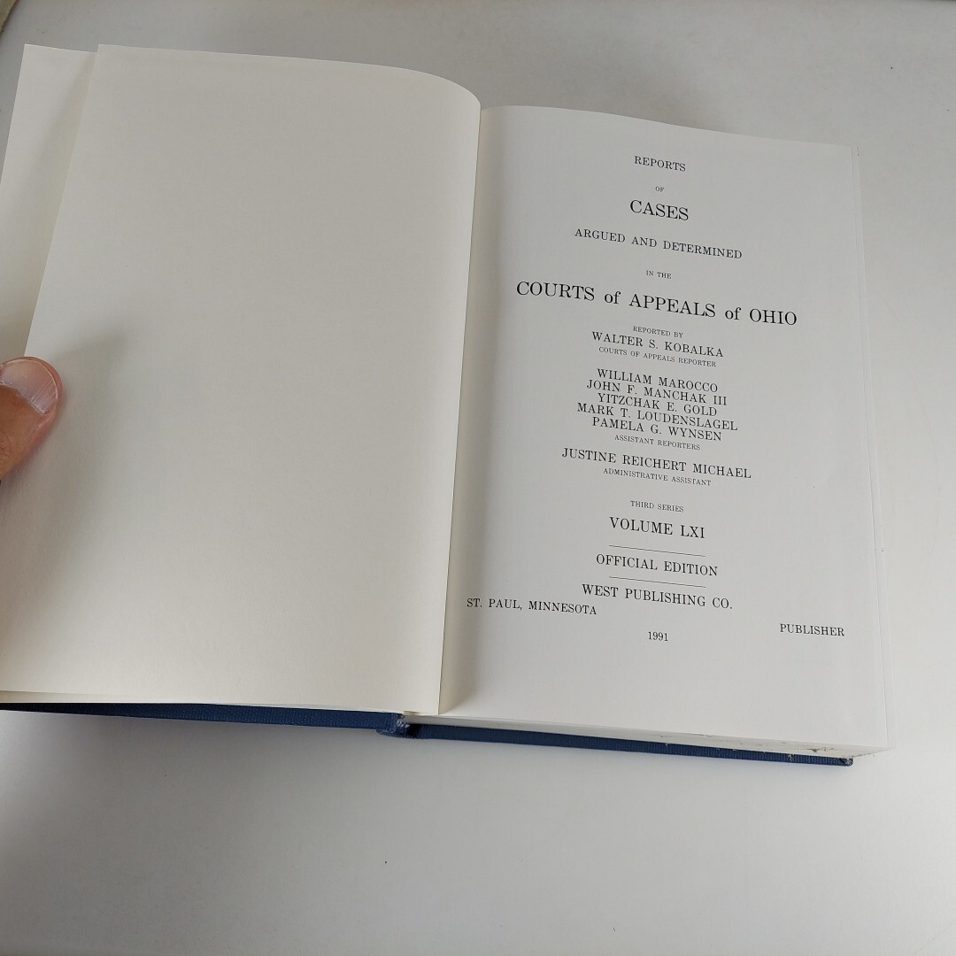 Ohio Official Reports 61 Appellate 3d Walter Kobalka 1991 HC West Publishing Co.