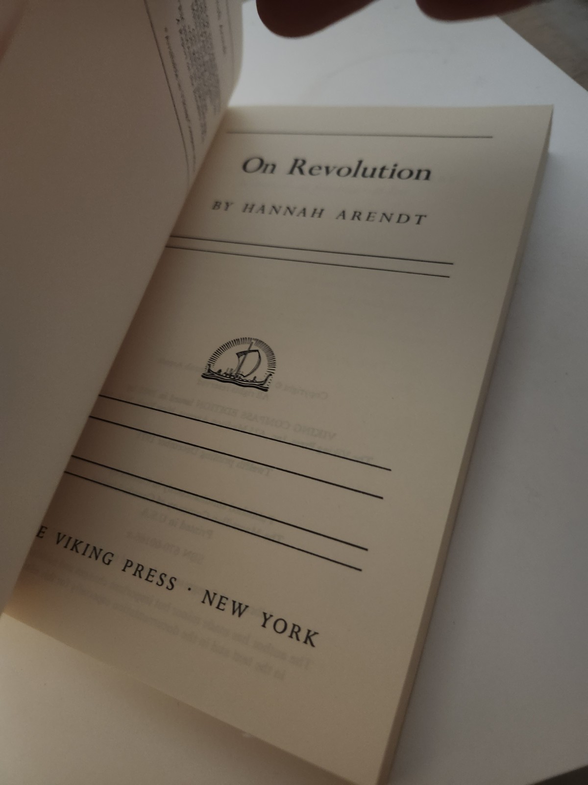 On Revolution – Hannah Arendt – 1965 – Trade Paperback