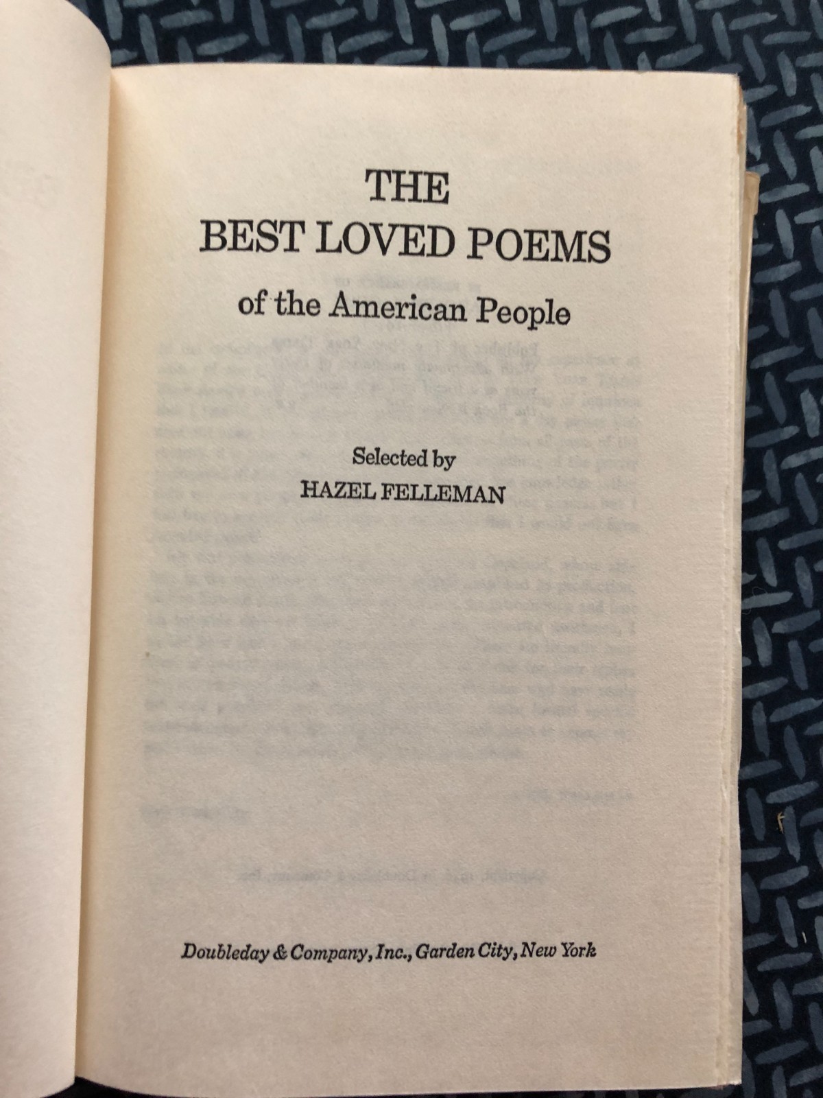 The Best Loved Poems of the American People 1936 Hardcover by Hazel Felleman
