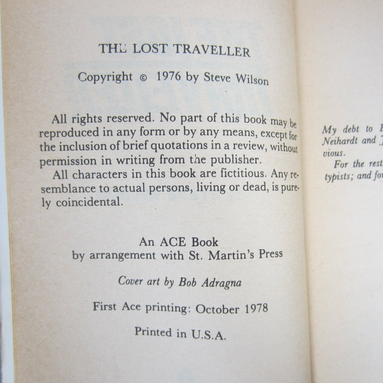 The Lost Traveller Steve Wilson 1978 First Ace Printing Sci-Fi Western PB SF