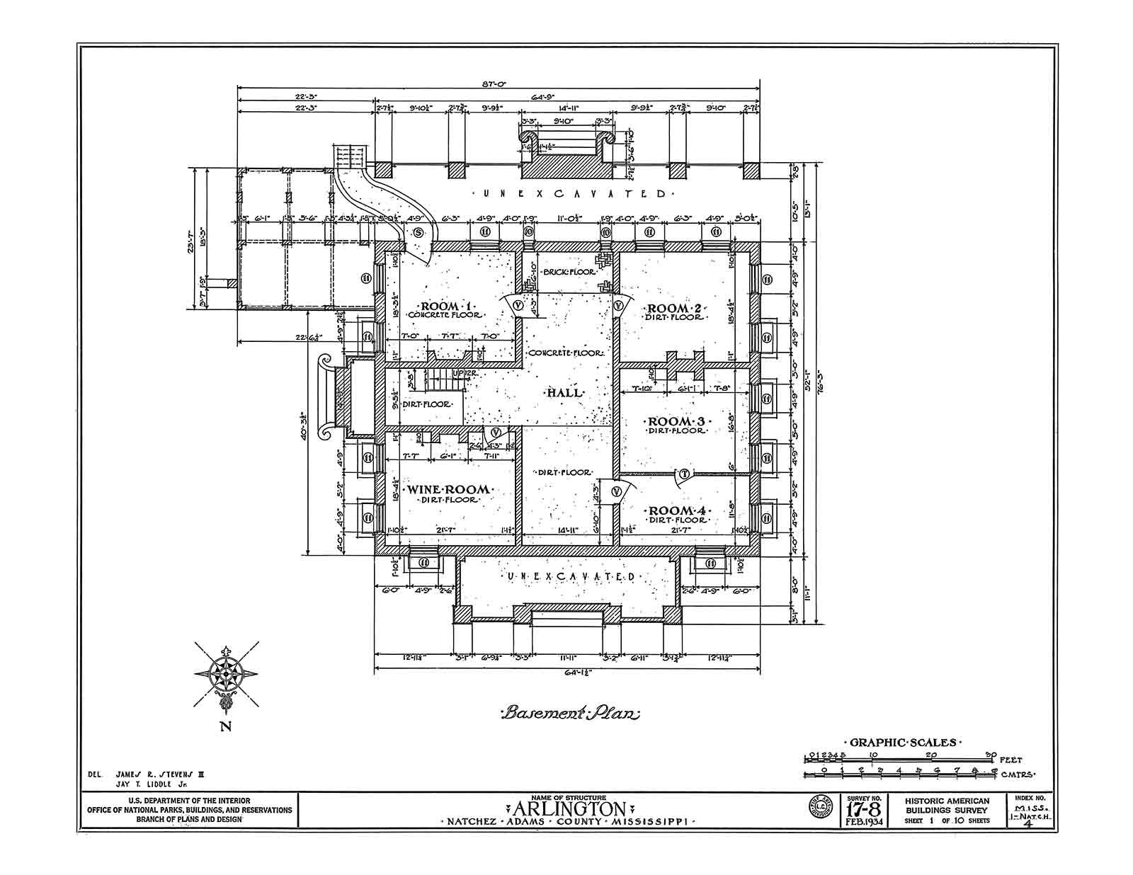 Historic House Plan Drawings of Natchez, Mississippi
