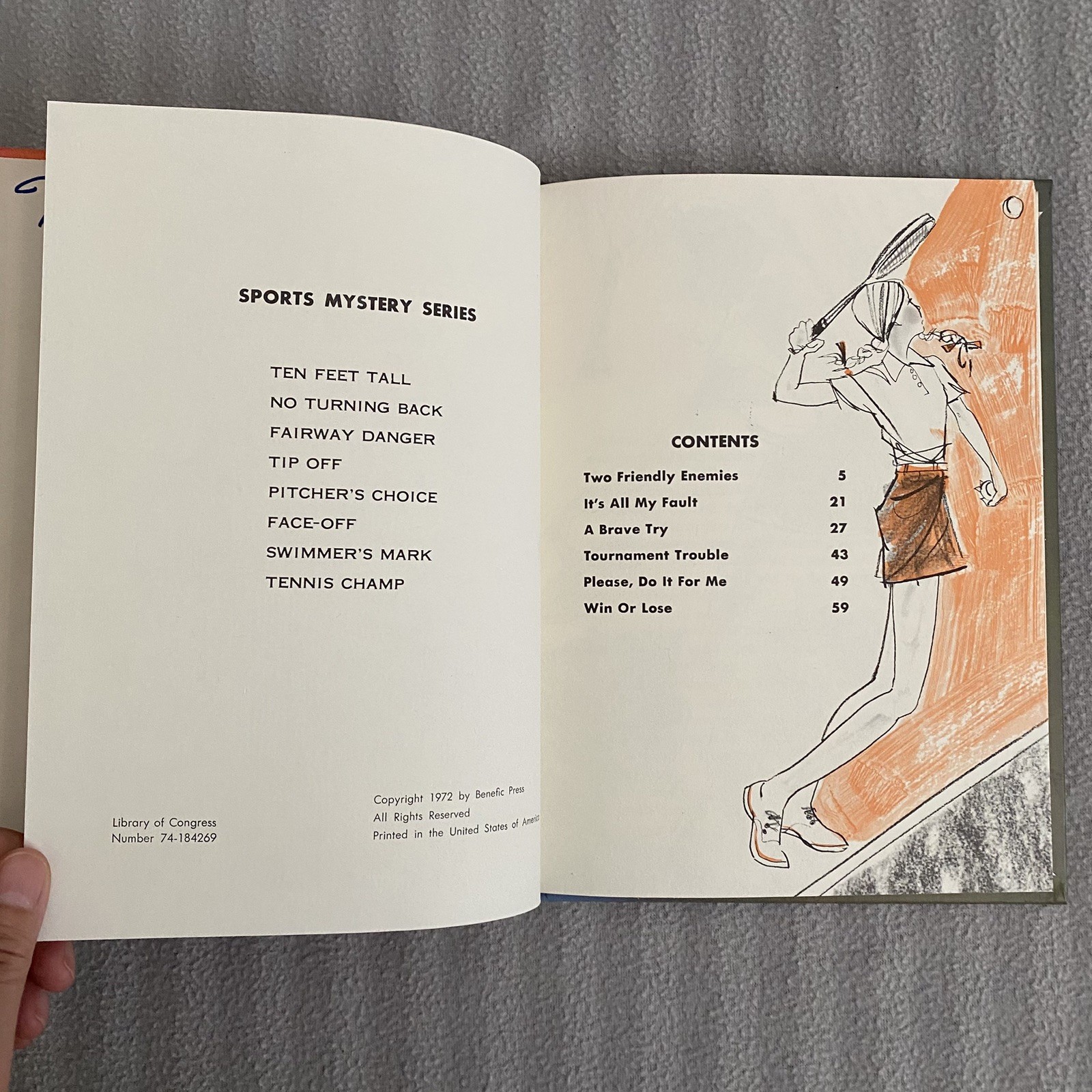 Vintage Tennis Champ by Evelyn Lunemann Sports Mystery Book 1972 HC