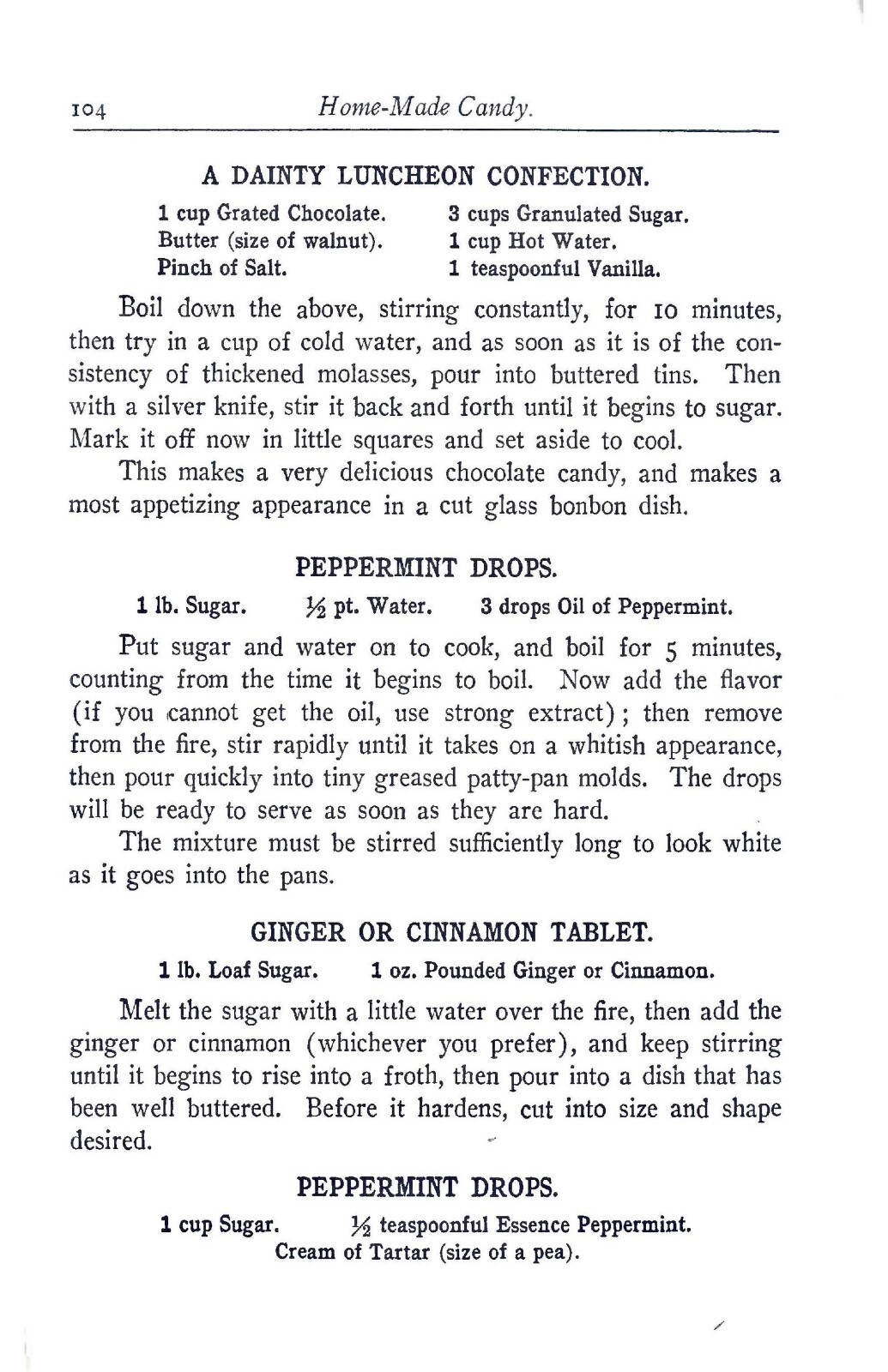 Homemade Ice Cream And Candy Cook Book “1908” 108 Pages