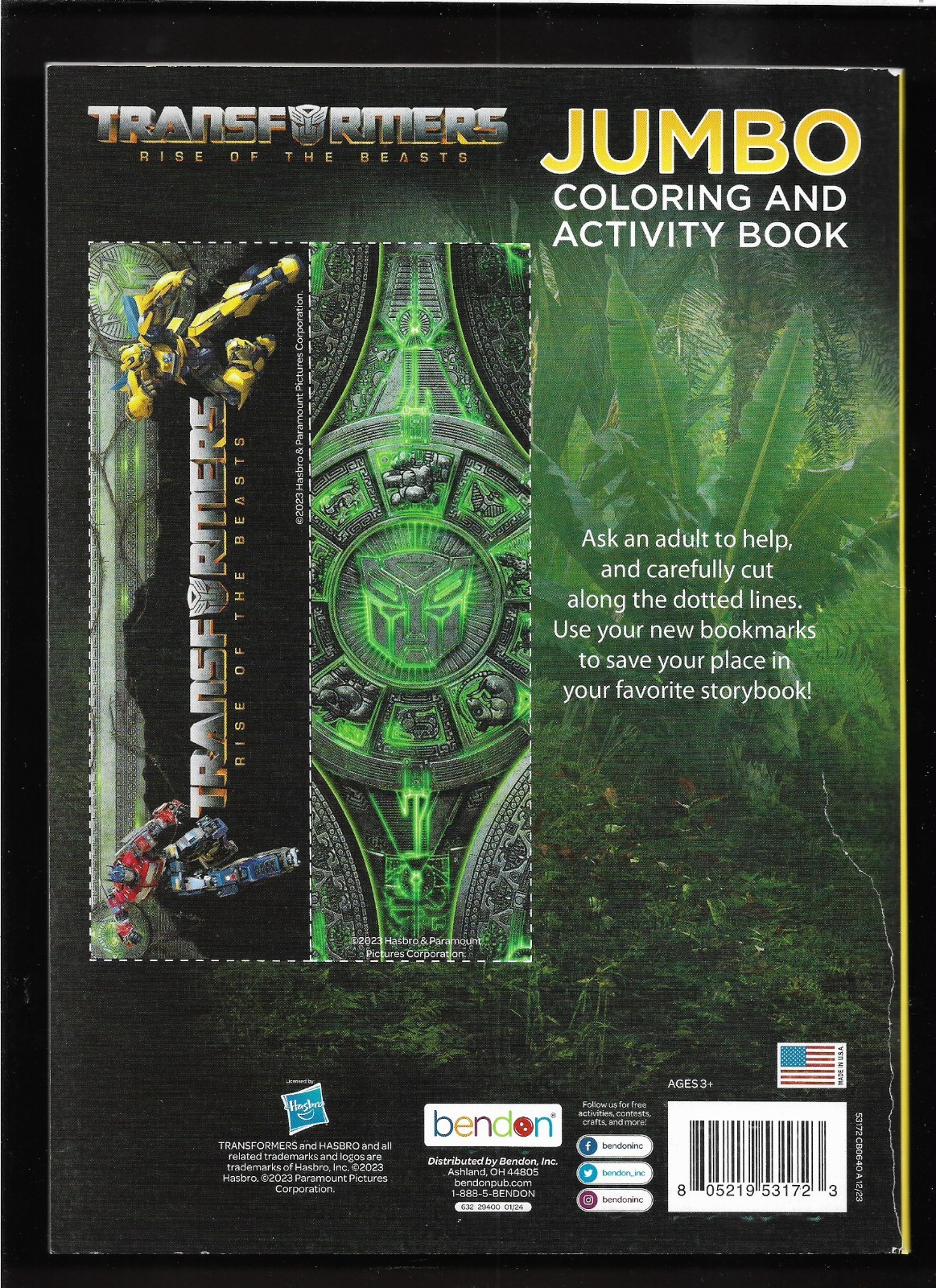 2023 Transformers Rise of the Beasts Jumbo Coloring & Activity Book – 80 Pages
