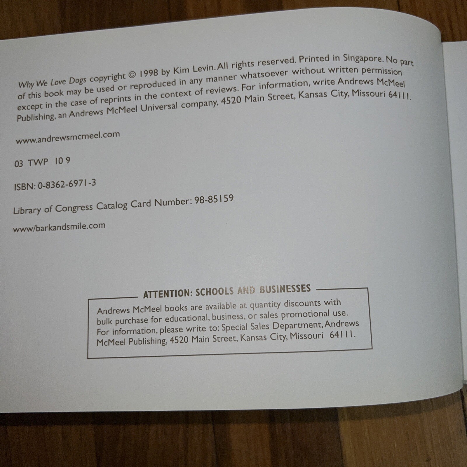 Why We Love Dogs: A Bark & Smile Book by Kim Levin, 1998