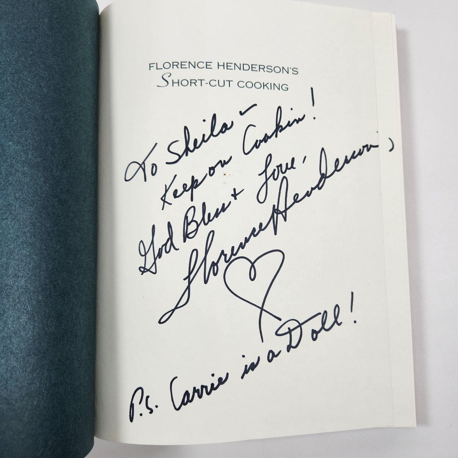 Florence Hendersons SIGNED Short Cut Cooking First 1st 1998 HC Carol Brady Bunch