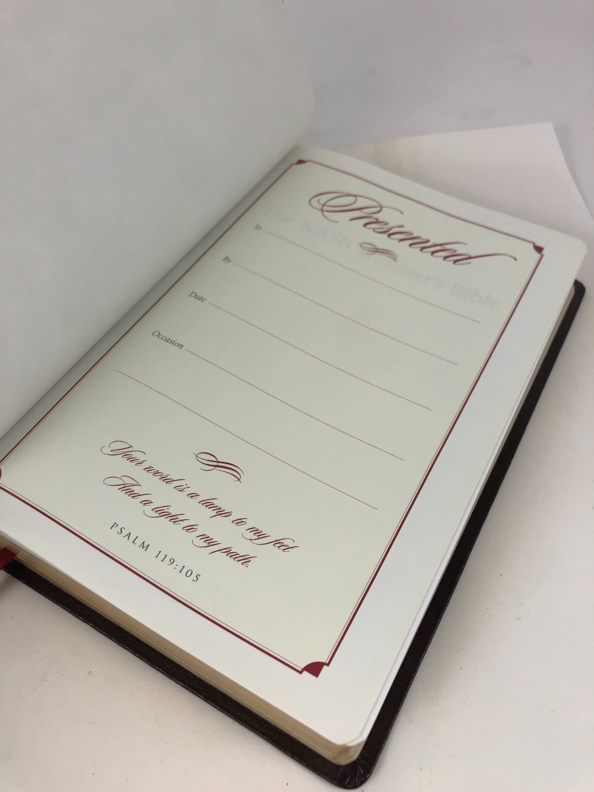 *VG+ unmarked* NASB Minister’s Bible Burgundy Leather Center Column Hendrickson