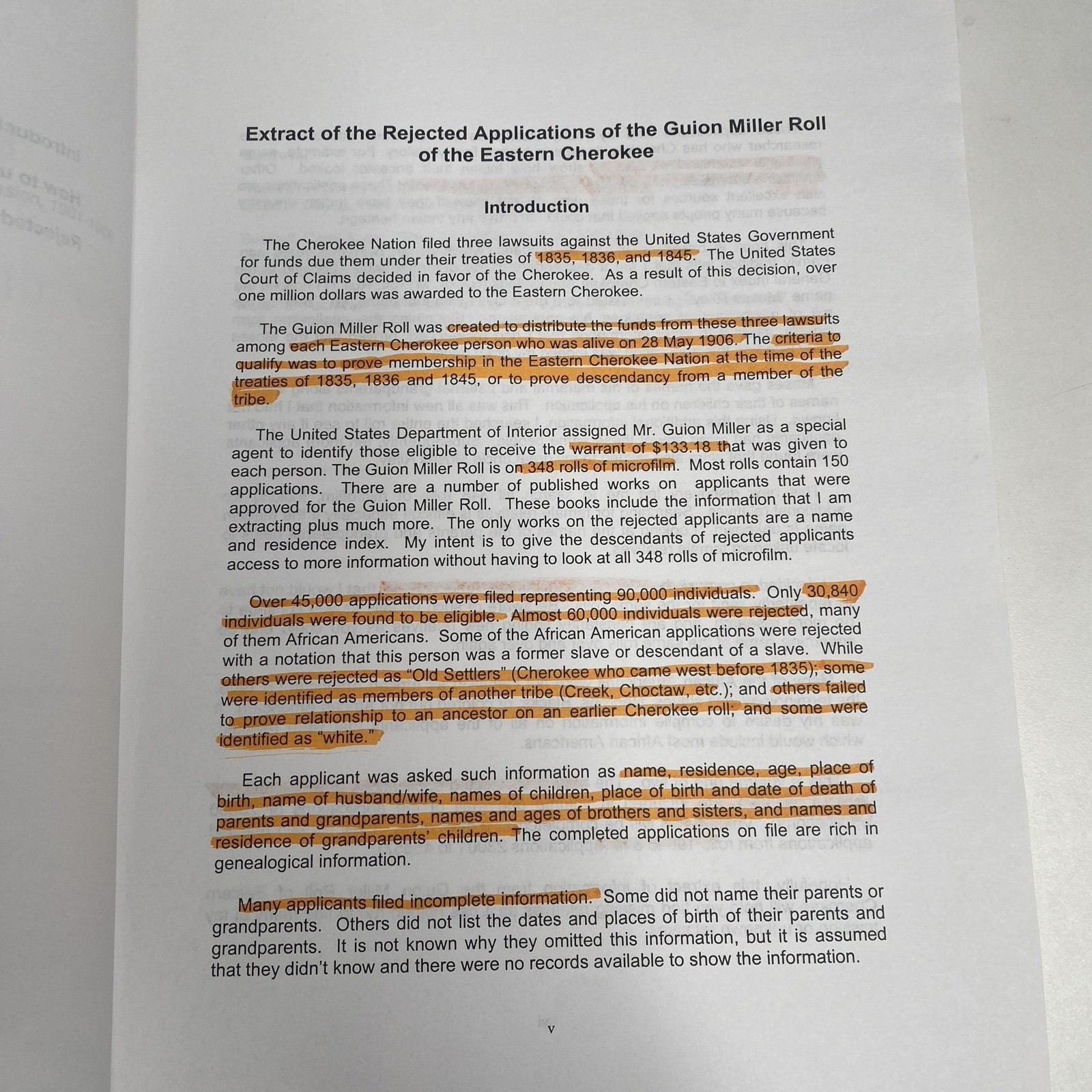 Rejected Applications of the Guion Miller Roll Eastern Cherokee Indian Volume 1