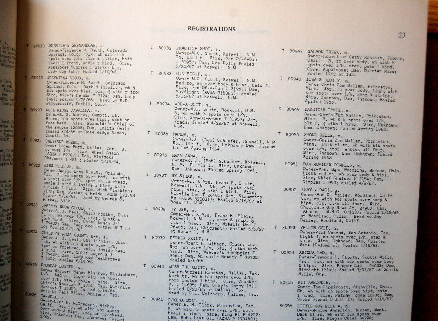 Appaloosa Horse Club–Stud Book and Registry, Vol. 10 — 270 pages–very good