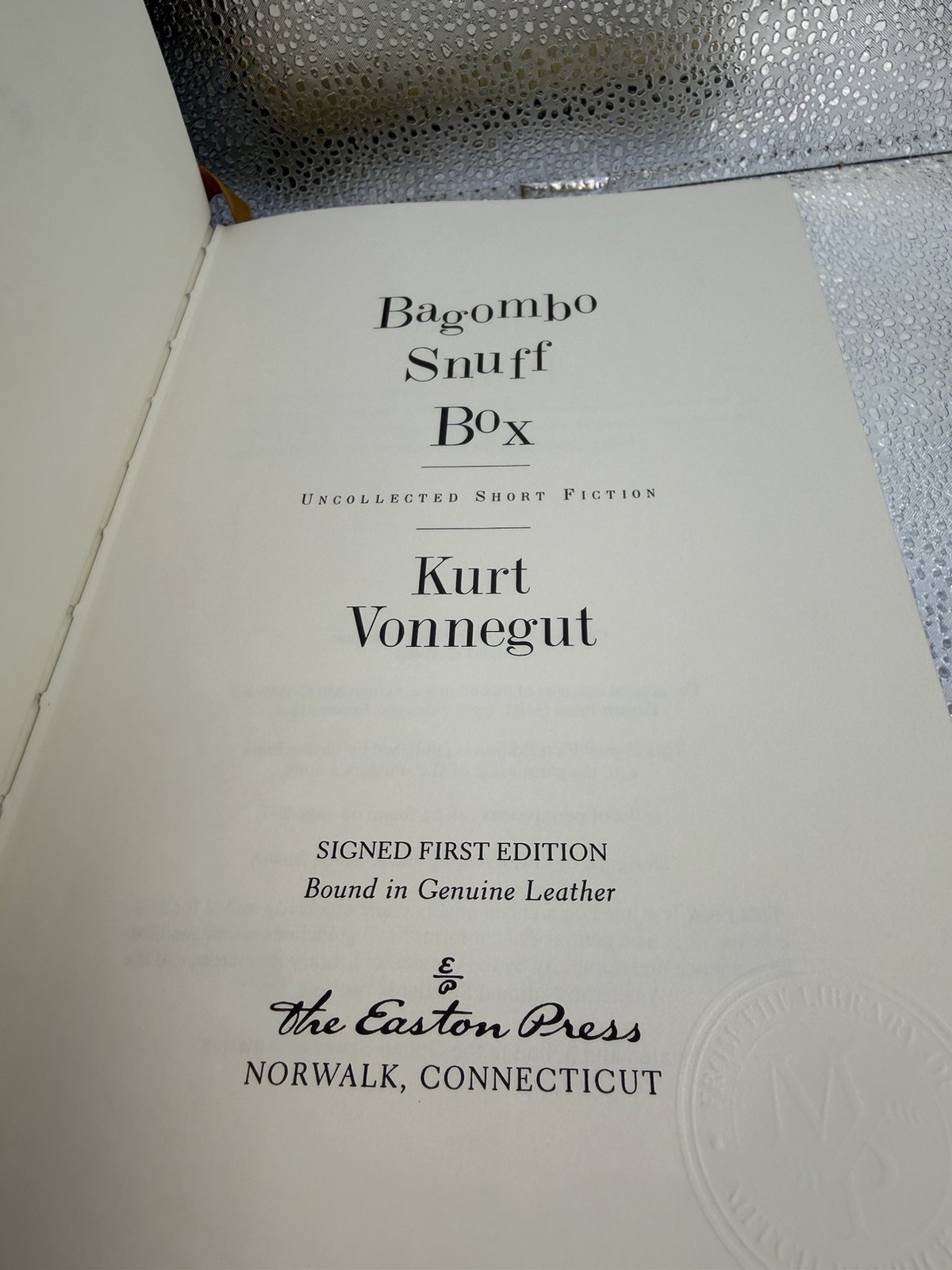 Easton Press Bagombo Snuff Box Green Leather Kurt Vonnegut Signed First Edition