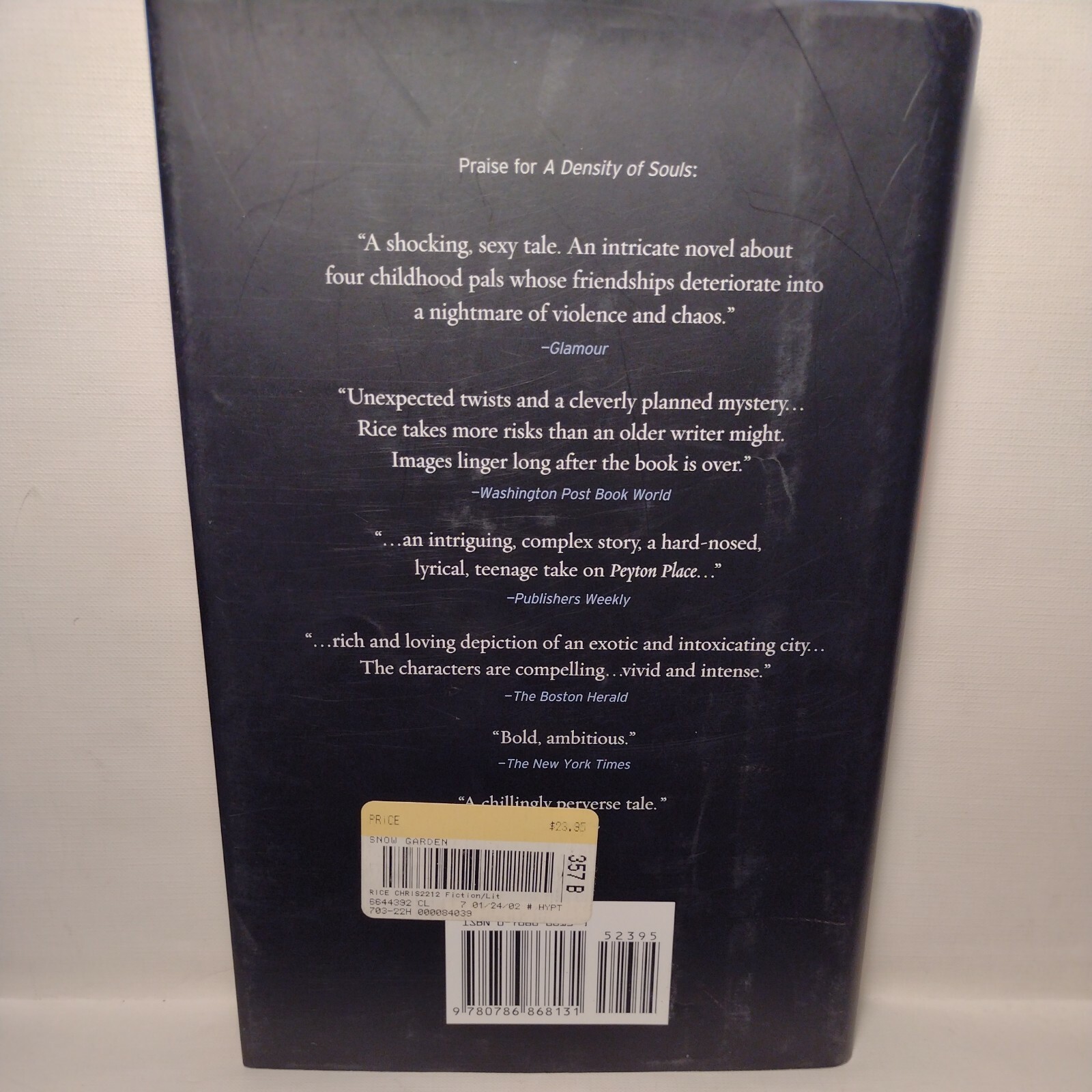 The Snow Garden : A Novel by Christopher Rice (2002, HC First Edition