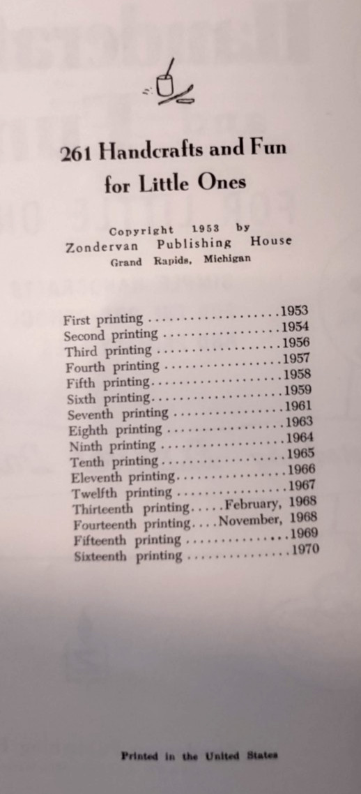 261 Hand-crafts and Fun for Little Ones prepared by Eleanor Doan, 16th Printing