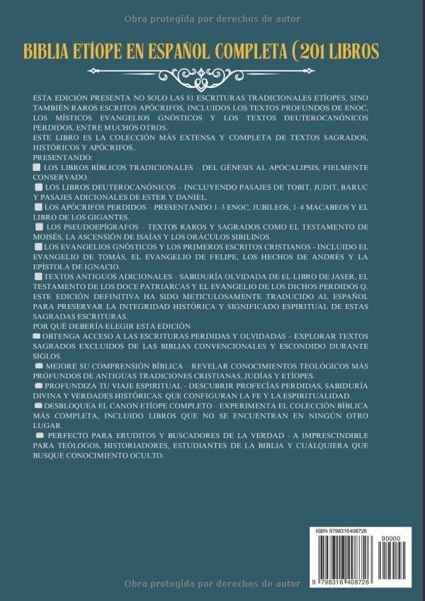Biblia Etíope En Español Completa (201 Libros):Presenta Escrituras Free Shipping