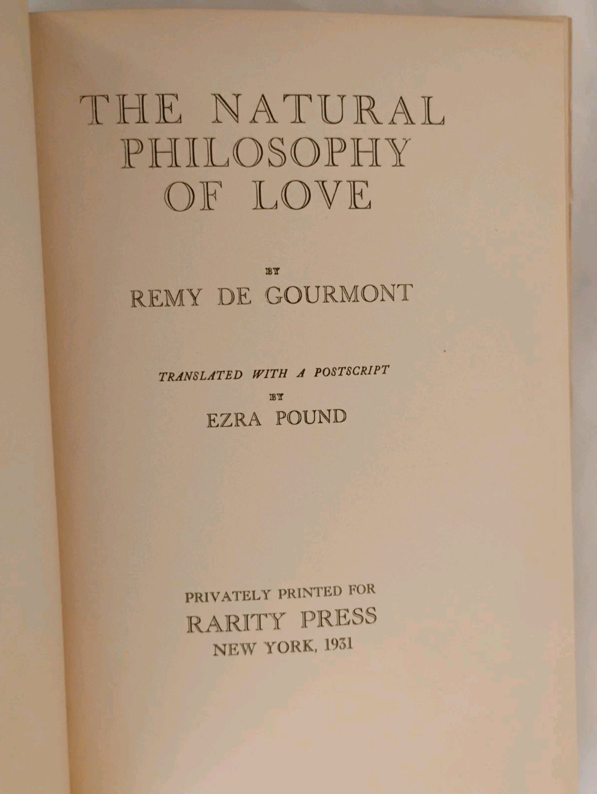 1931 The natural philosophy of love Remy De Gourmont privately printed Rarity