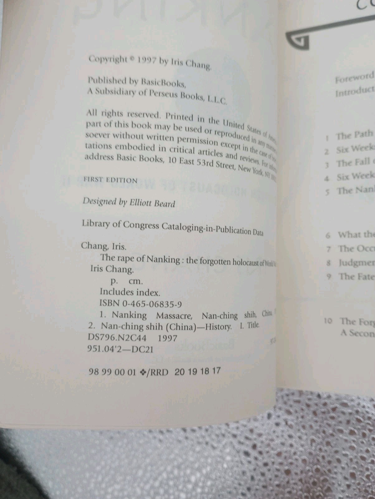 The Rape of Nanking Iris Chang BasicBooks WWII