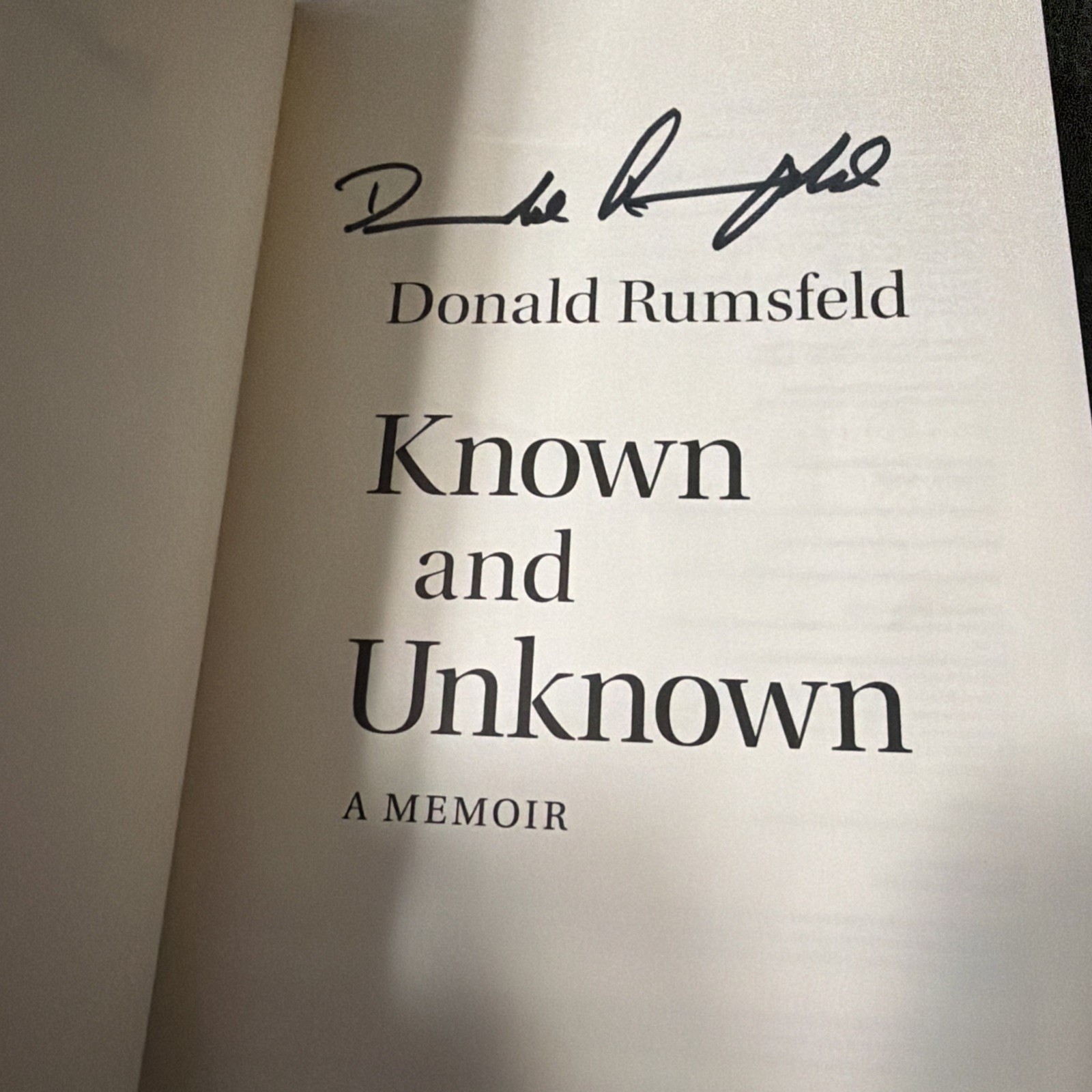 SIGNED Known and Unknown Donald Rumsfeld 2011 Hardcover Dust Jacket 1st/1st