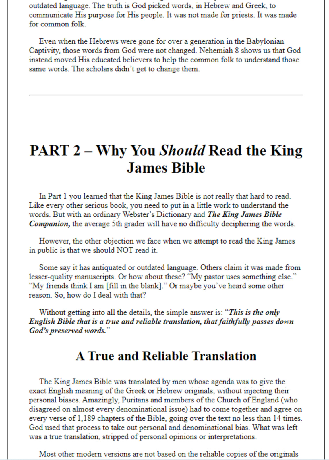 YES YOU CAN READ THE KING JAMES BIBLE | DAVID W DANIELS | CHICK PUBLICATIONS