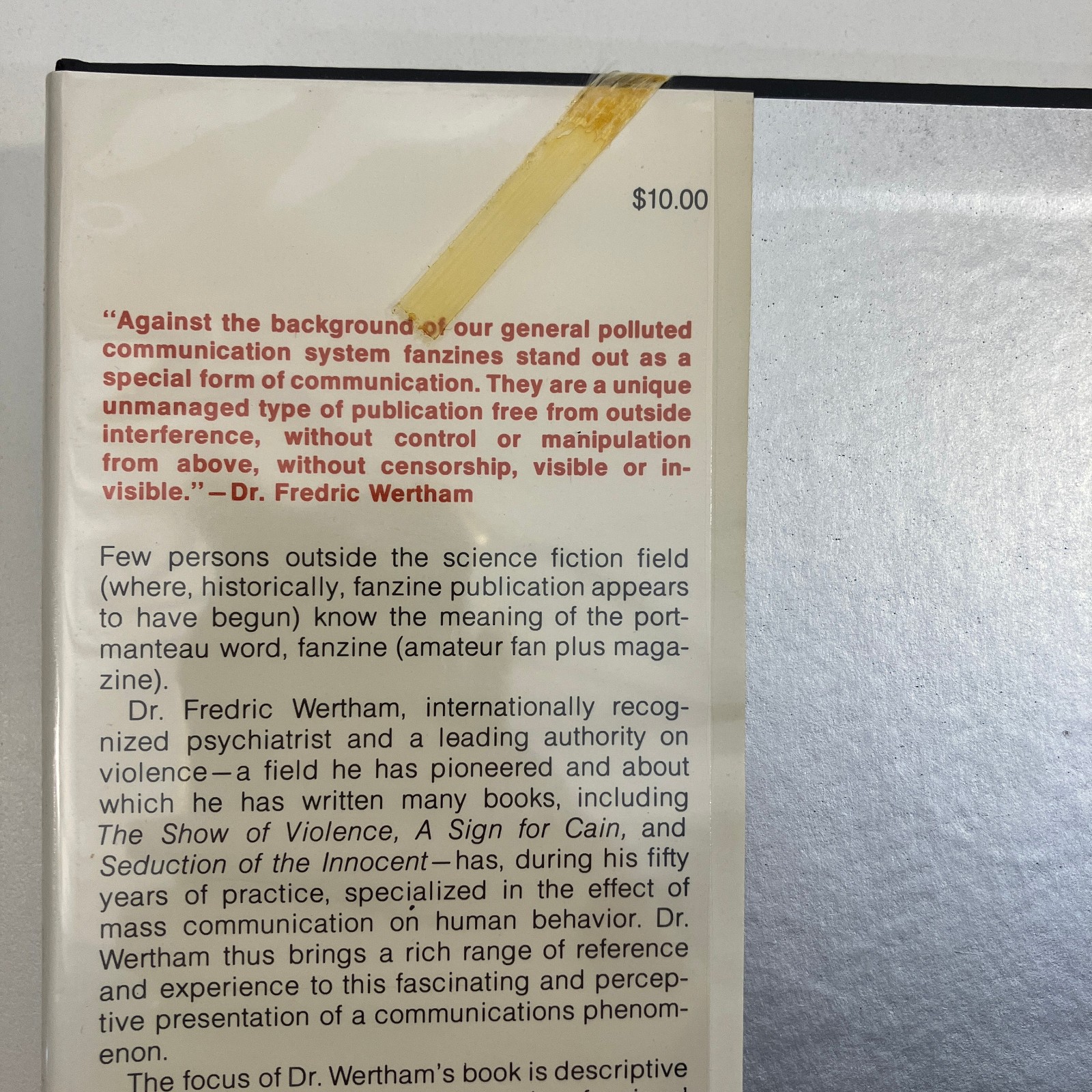 The World of Fanzines A Special Form of Communication Fredric Wertham Ex Library