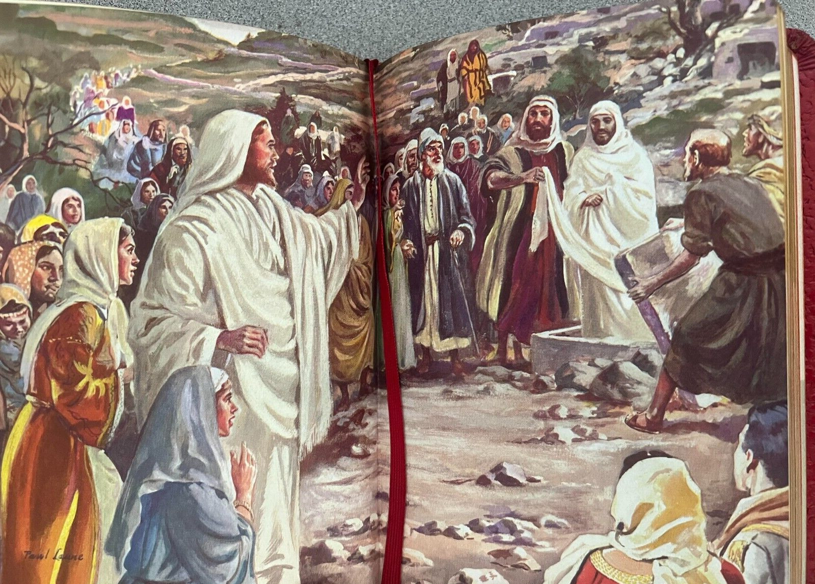 “The Life of Christ” Catholic 1954, Red Leather Binding, Gold Gilded Page Edges