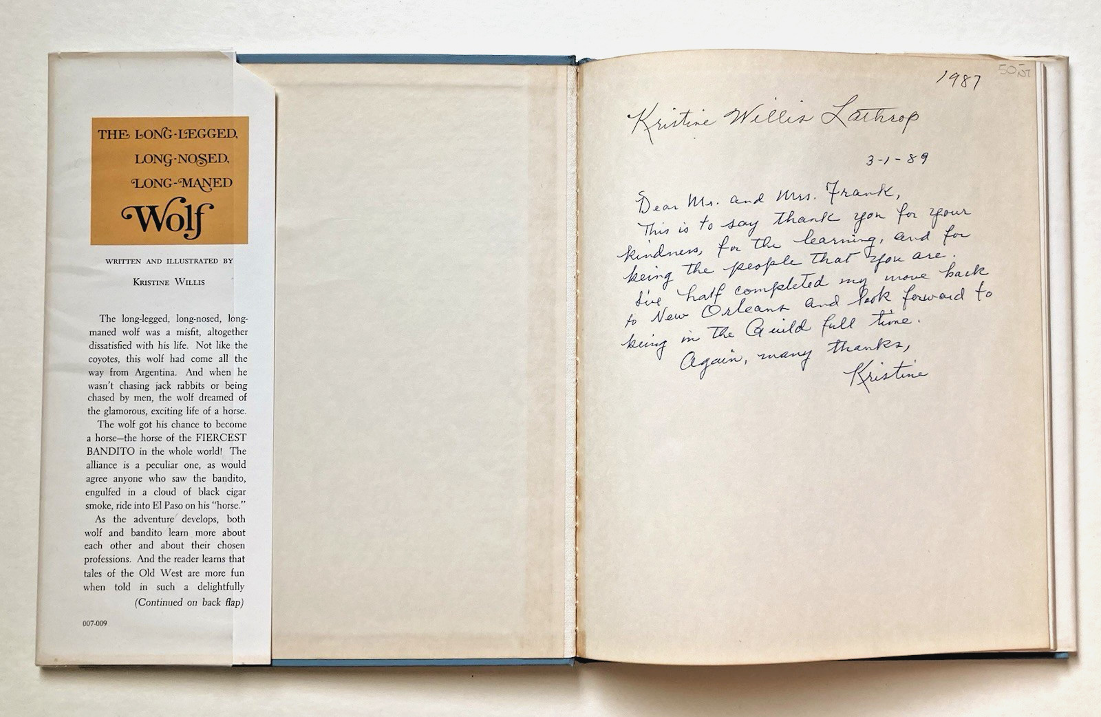 SIGNED The Long-Legged Long-Nosed Long-Maned Wolf – Willis 1968 Texas Printing