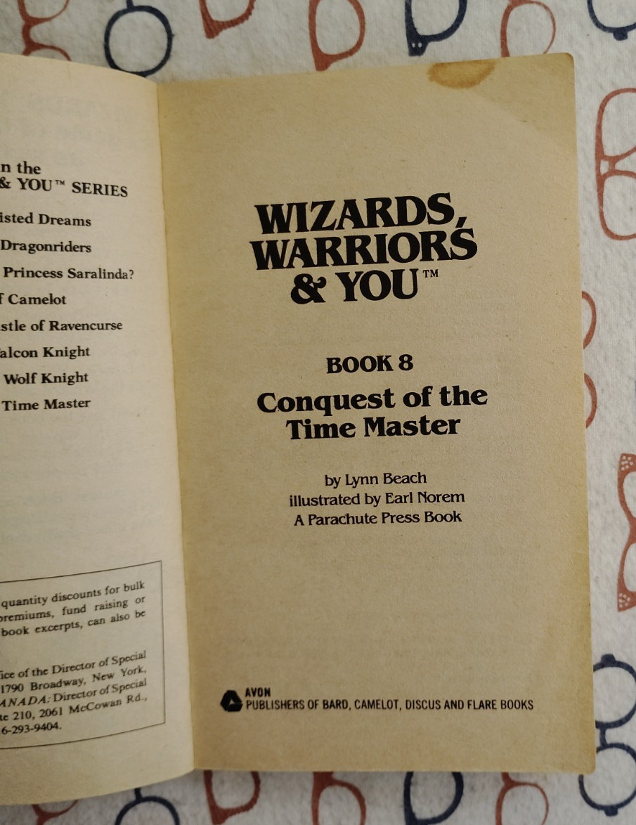 Wizards Warriors & You Book 8 Conquest of the Time Master 1985 PB First Printing