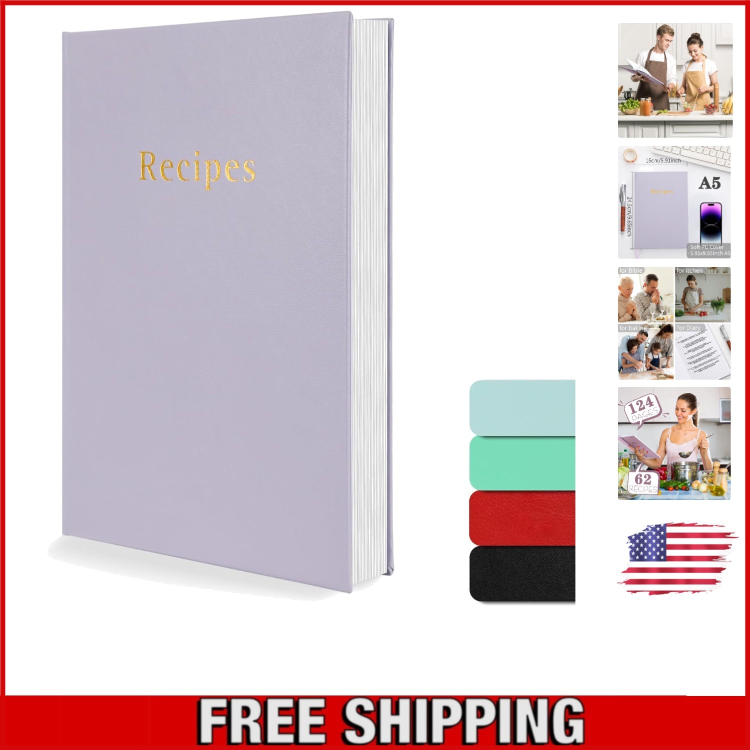 Personalized Purple Recipe Journal – 62 Ruled Pages for Creative Recipe Writing