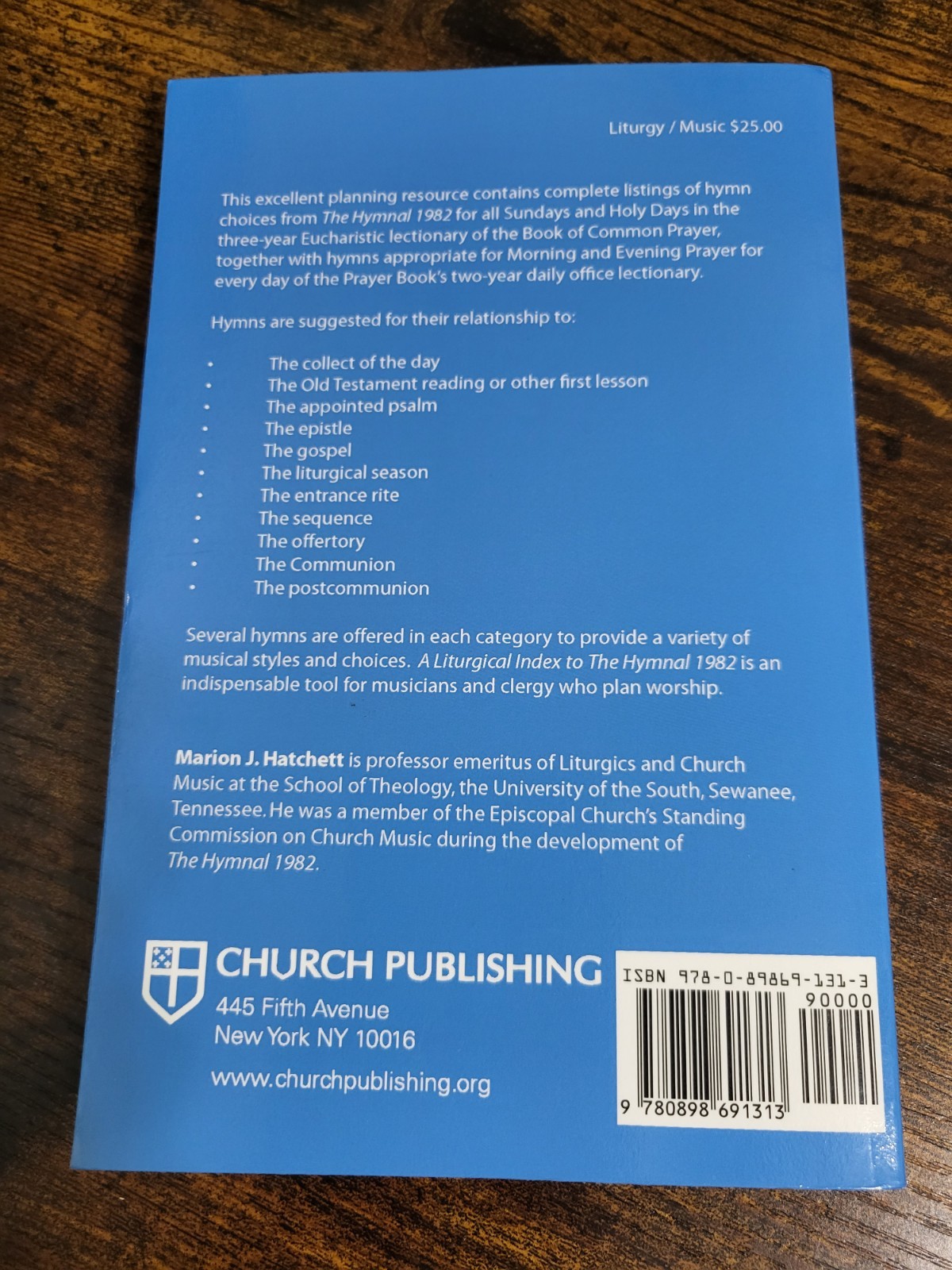 A Liturgical Index to the Hymnal 1982 Hatchett hymn planning prayer music church